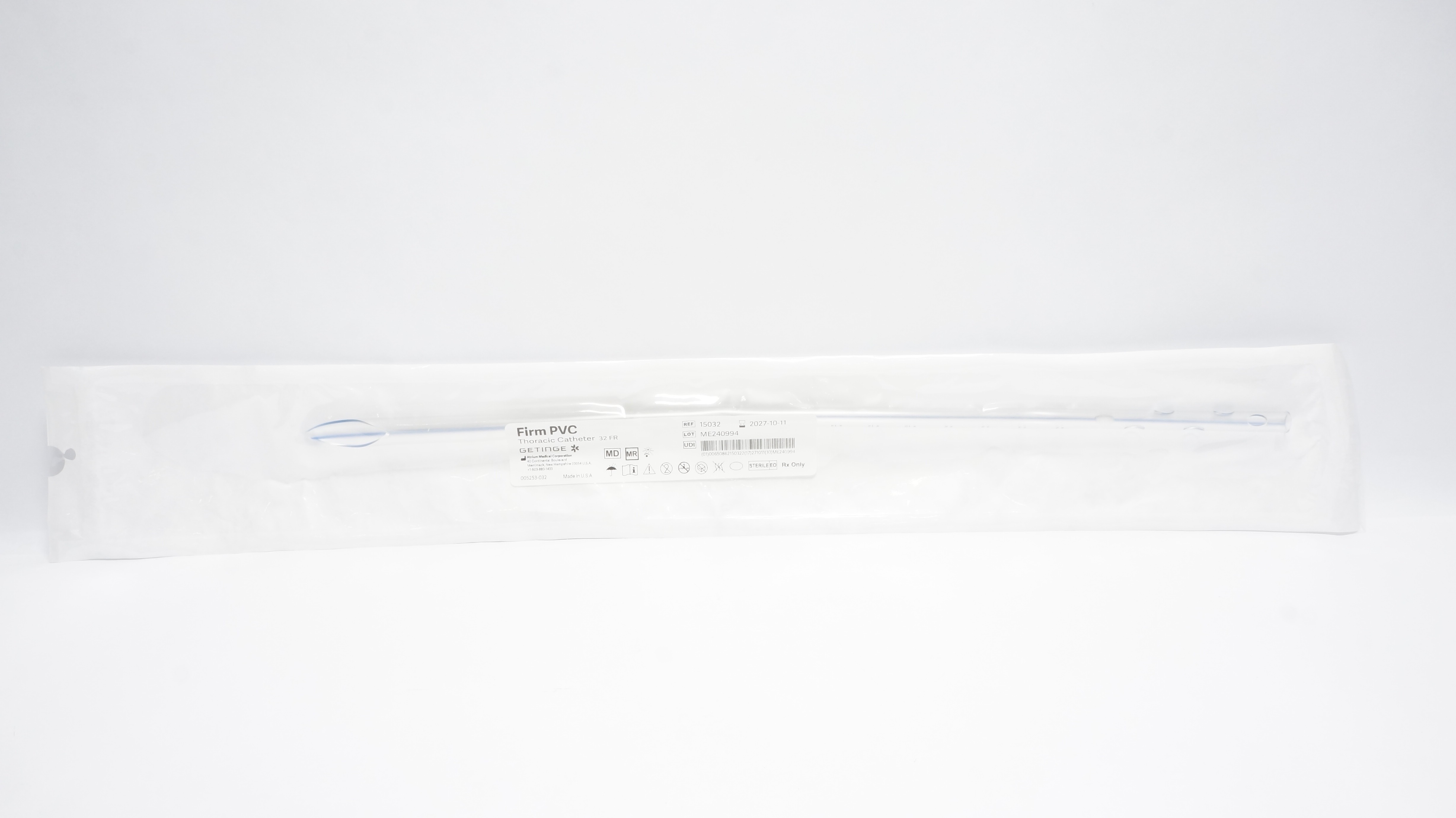 Atrium 15032 Getinge Firm PVC Thoracic Cath. Sterile 32 Fr.