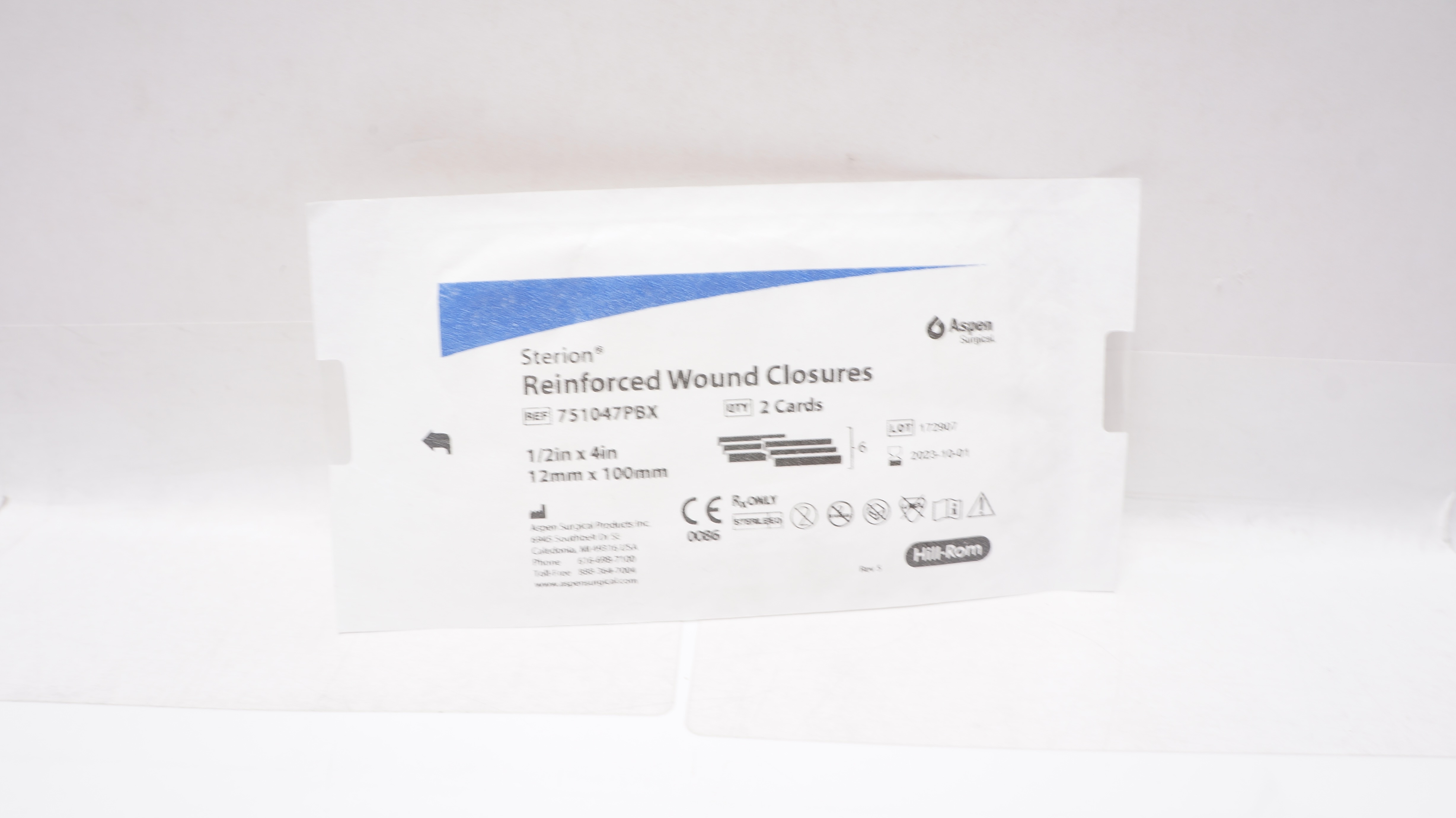 Aspen 751047PBX Sterion Reinforced Wound Closures 1/2 x 4inch (x) - Pack of 6