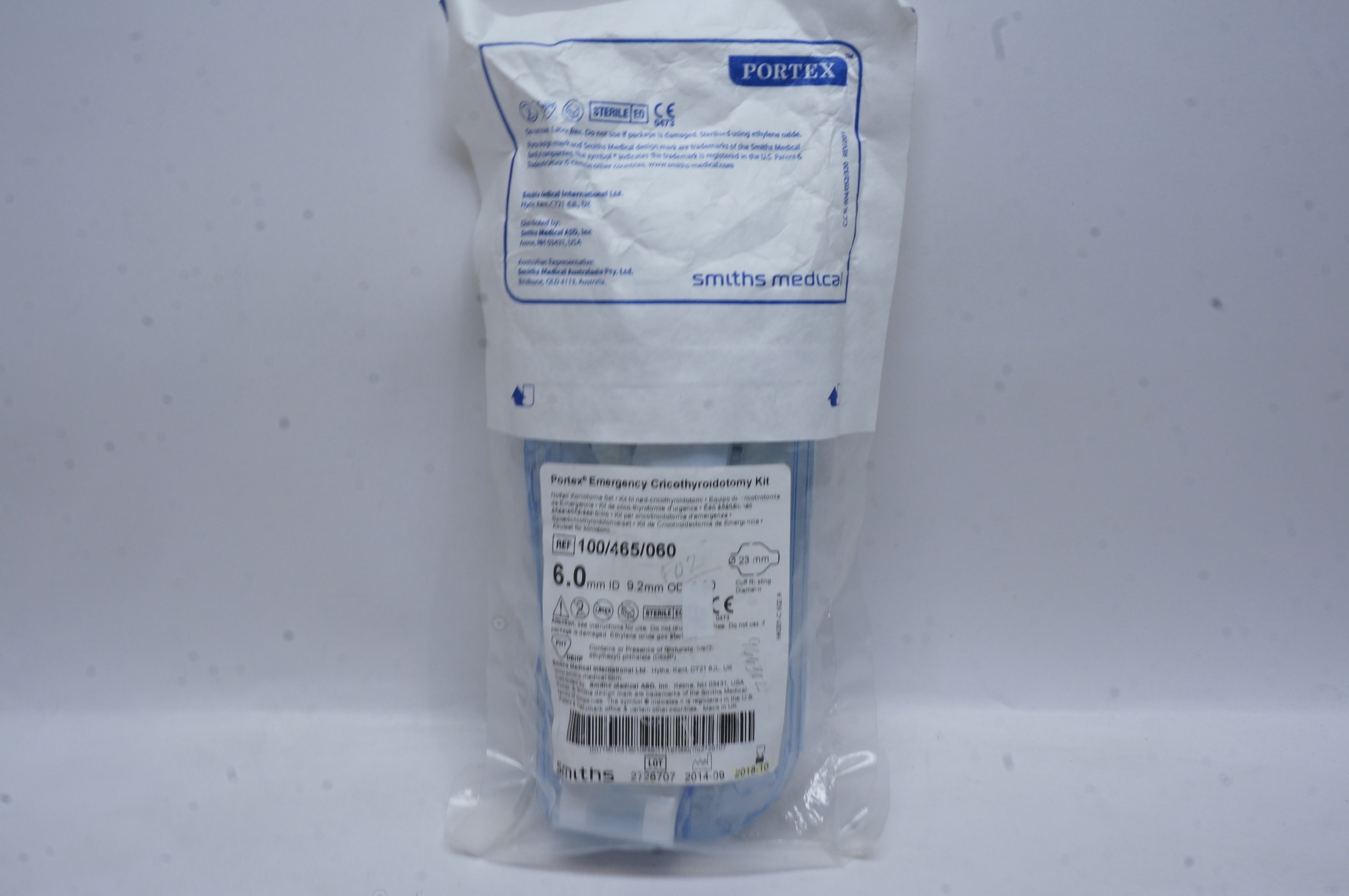 Smiths Medical 100/465/060 Portex Emergency Cricothyroidotomy Kit 6mm x 9.2mm(x)