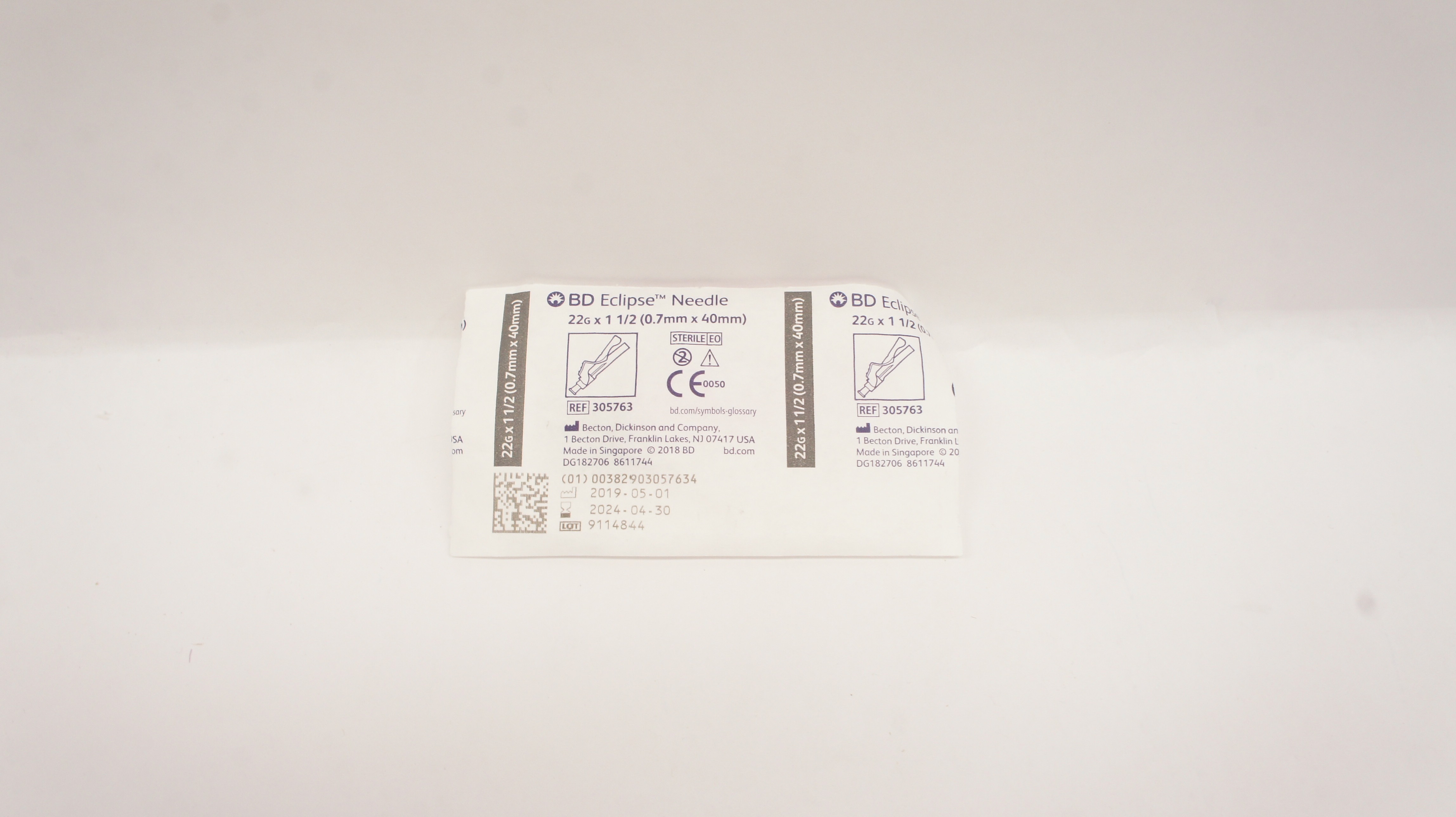 BD 305763 Eclipse Ndle. 22G 1-1/2inch