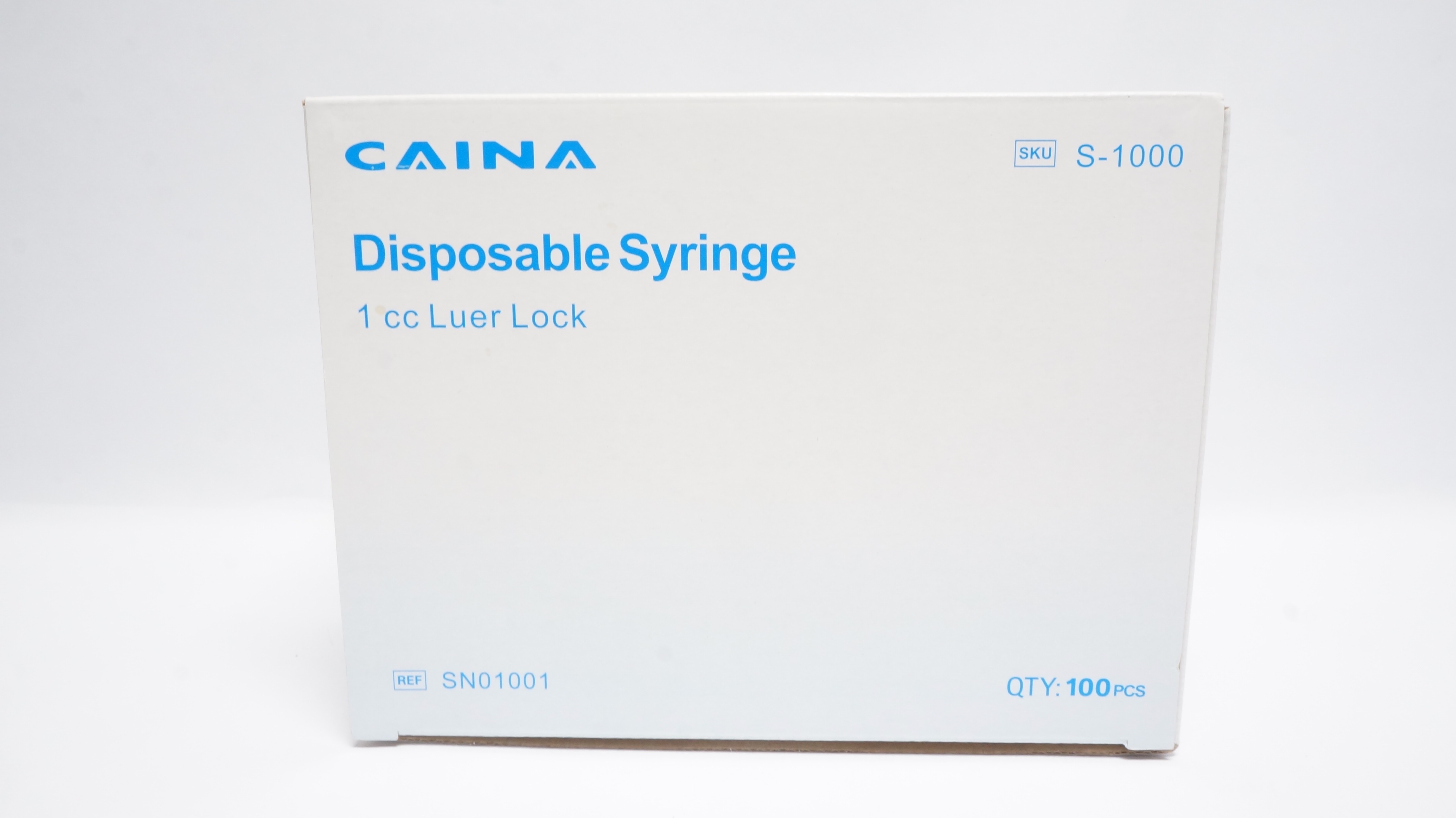 Jiangsu Caina Medical S-1000 1cc Luer Lock Disposable Syringe - Box of 100