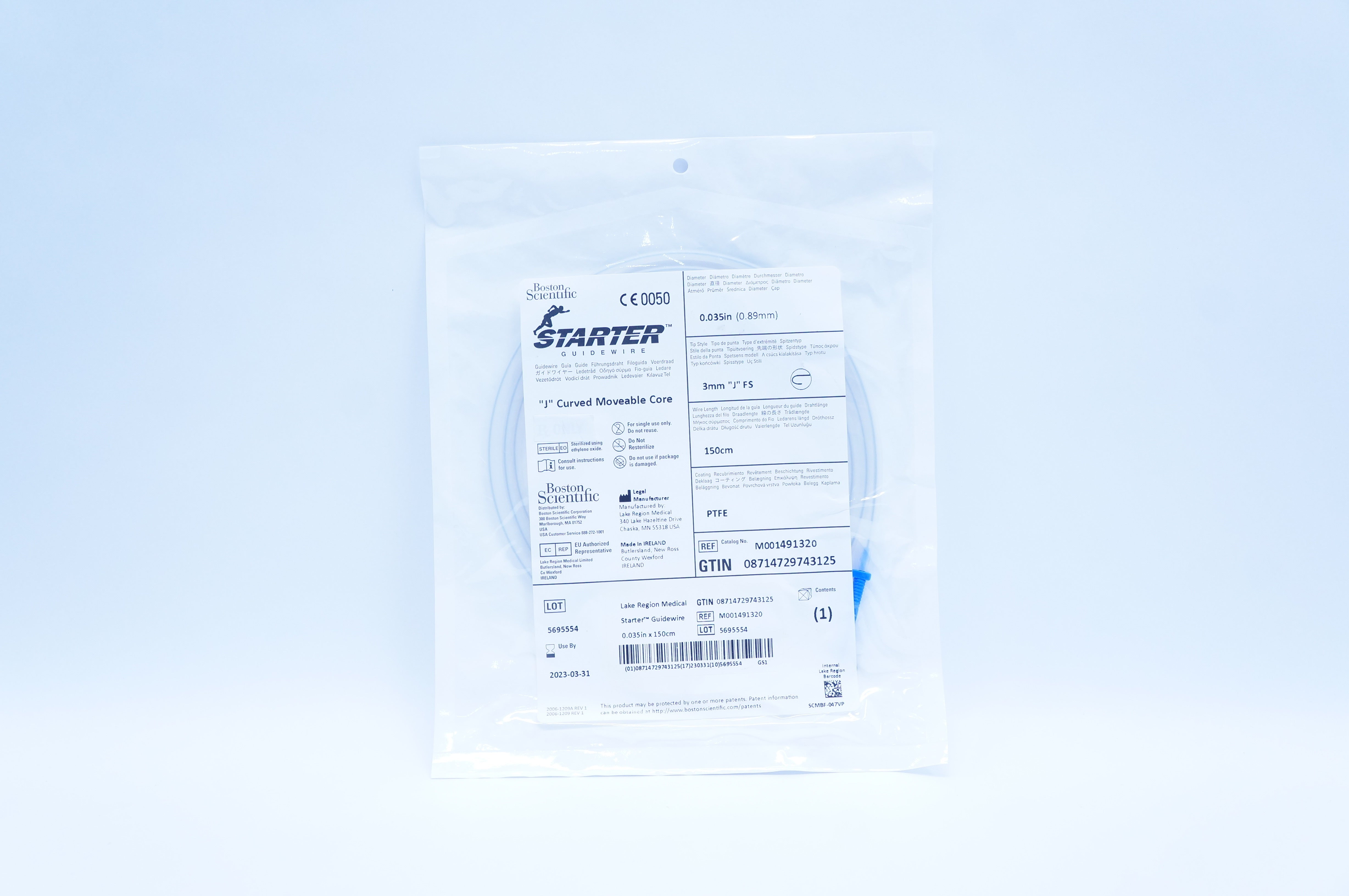 Boston Scientific M001491320 Starter J Curved Moveable Core 0.035in x 15cm