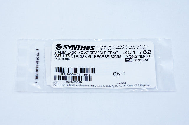 Synthes 201.782 2.4mm Cortex Screw Self-Tapping With T8 Stardrive Recess 32mm