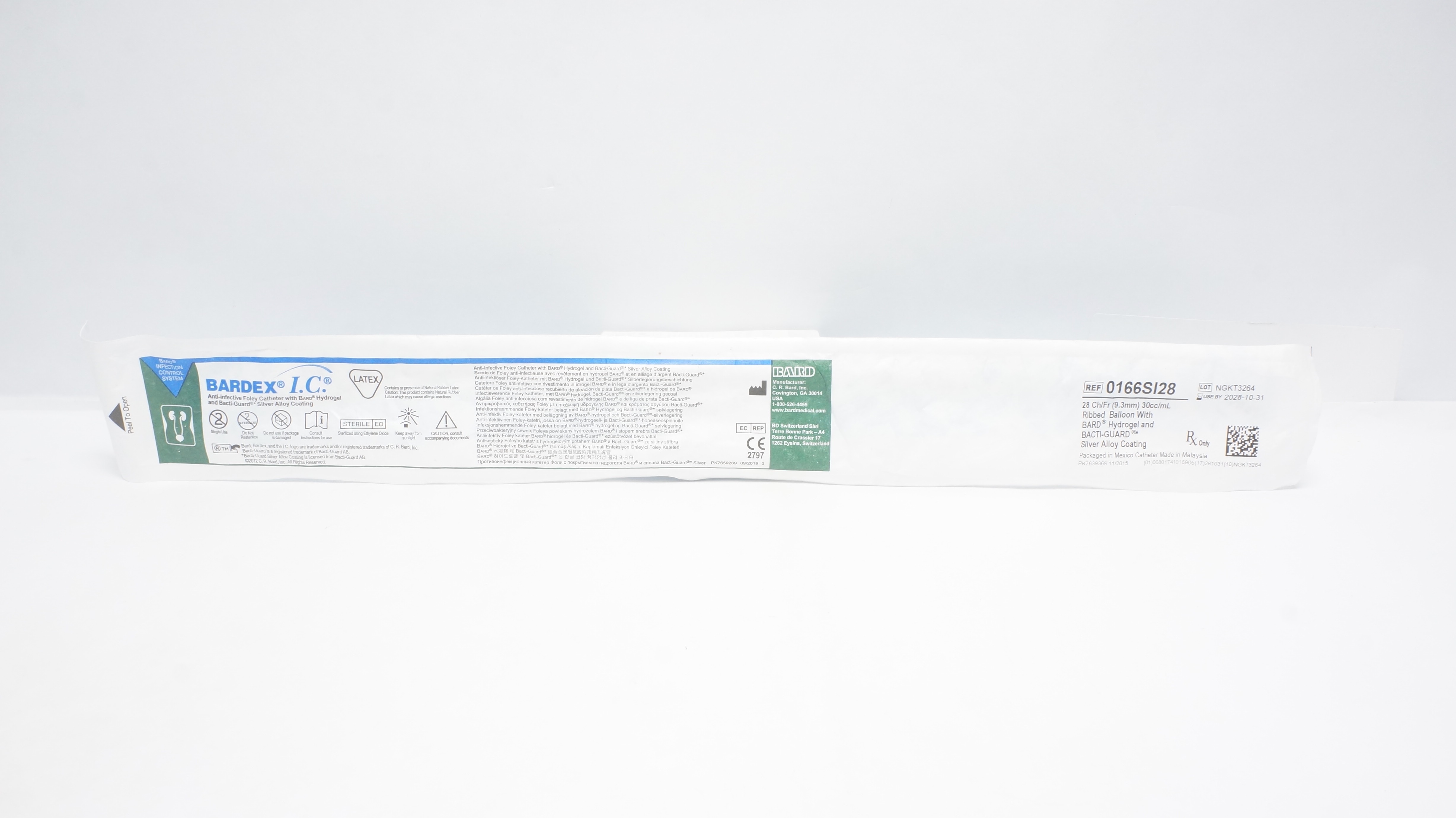 Bard 0166SI28 Bardex I.C. Anti-Intective Foley Cath. 28Ch/Fr 30cc/mL