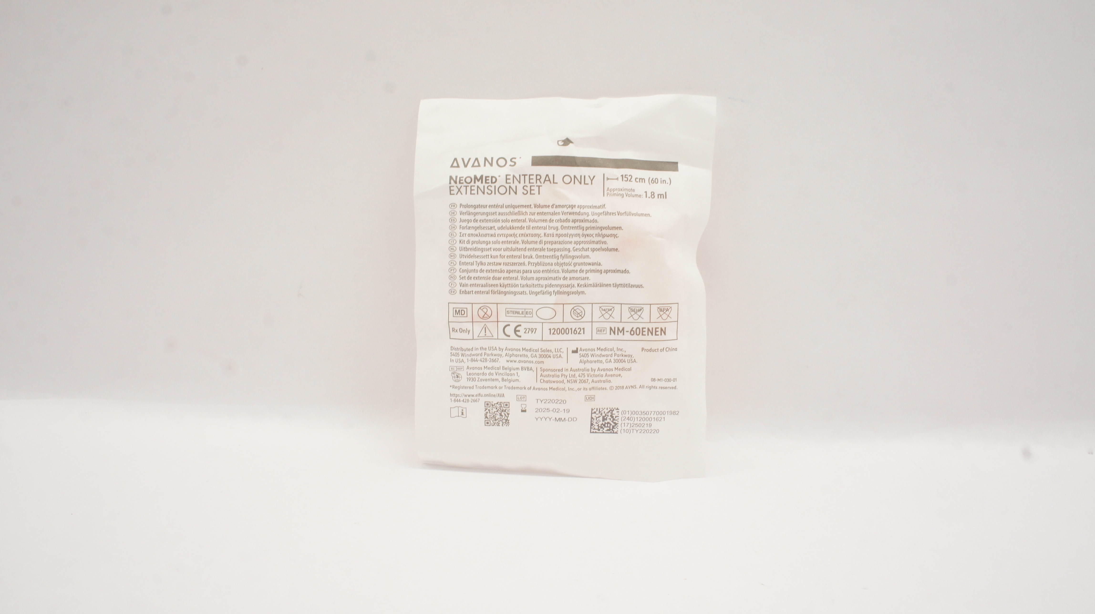 Avanos NM-60ENEN Enteral Extension Set Approx. Priming Volume 1.8mL x 60 inch