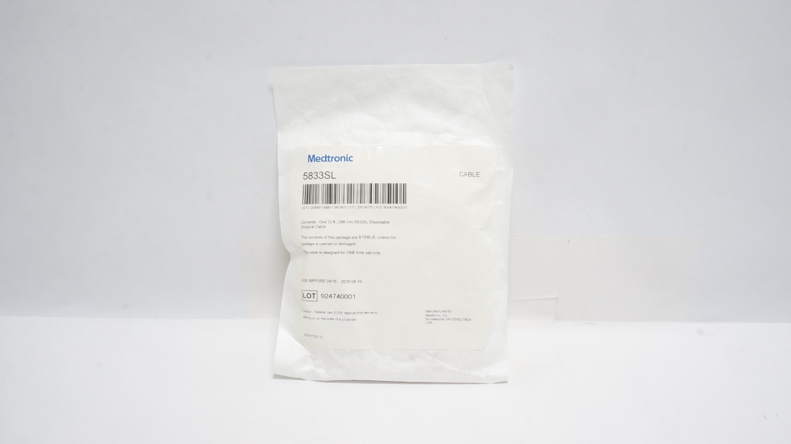 Medtronic 5833SL Disposable Surgical Cable 12ft