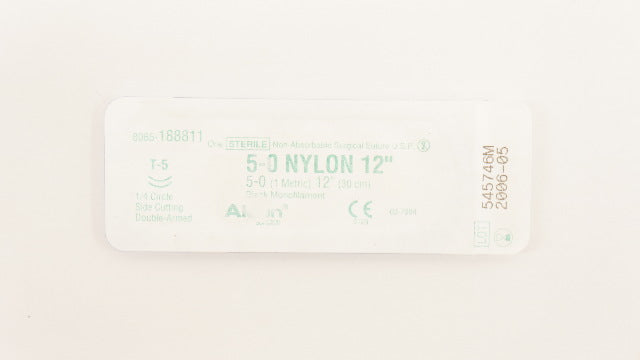 Alcon 8065-188811 5-0 Nylon Surgical Stre Black Monofilament T-5 1/4c 12inch (x)