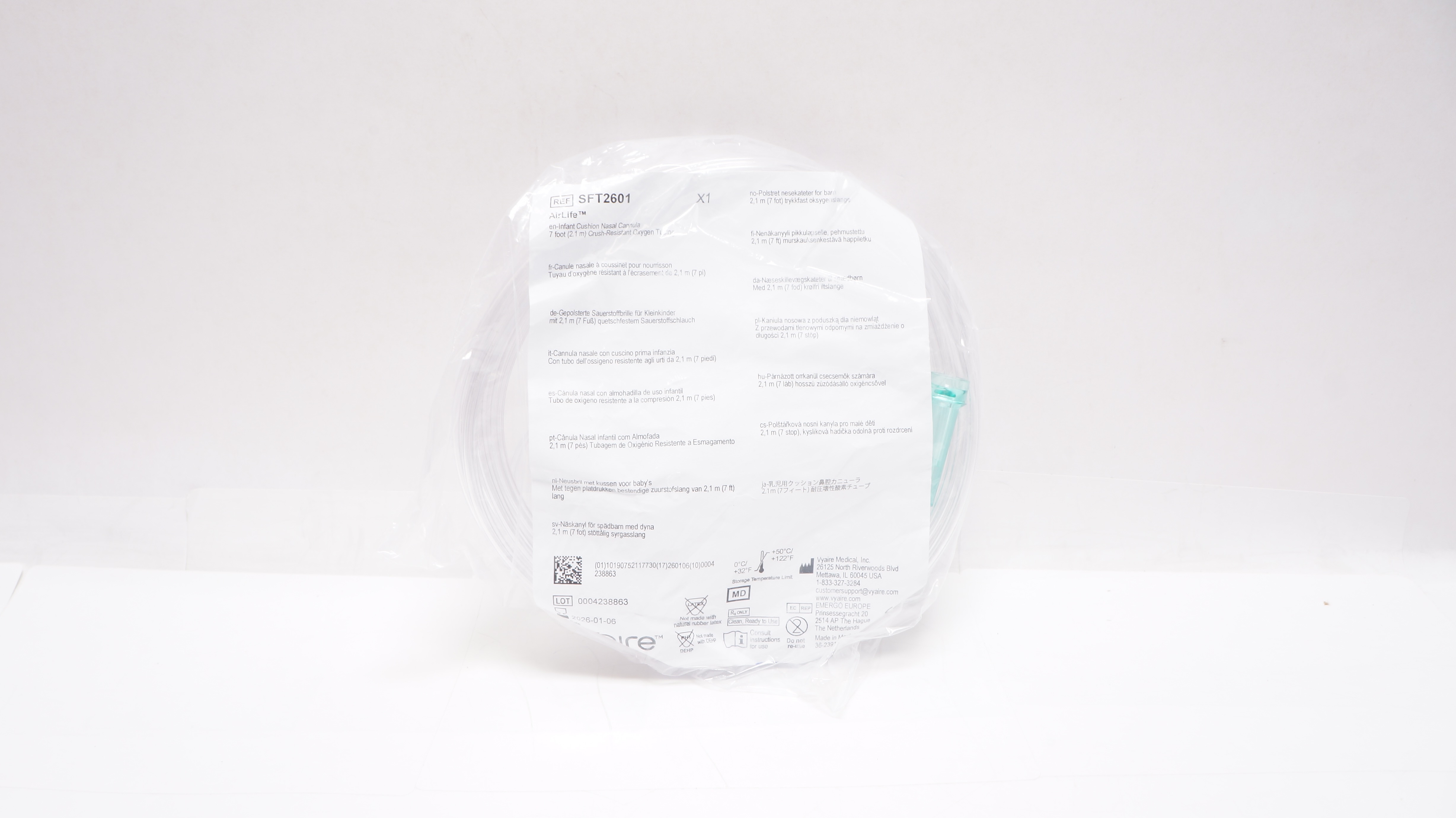 Vyaire SFT2601 AirLife Infant Cushion Nasal Cannula 7Ft Oxygen Tubing (x)