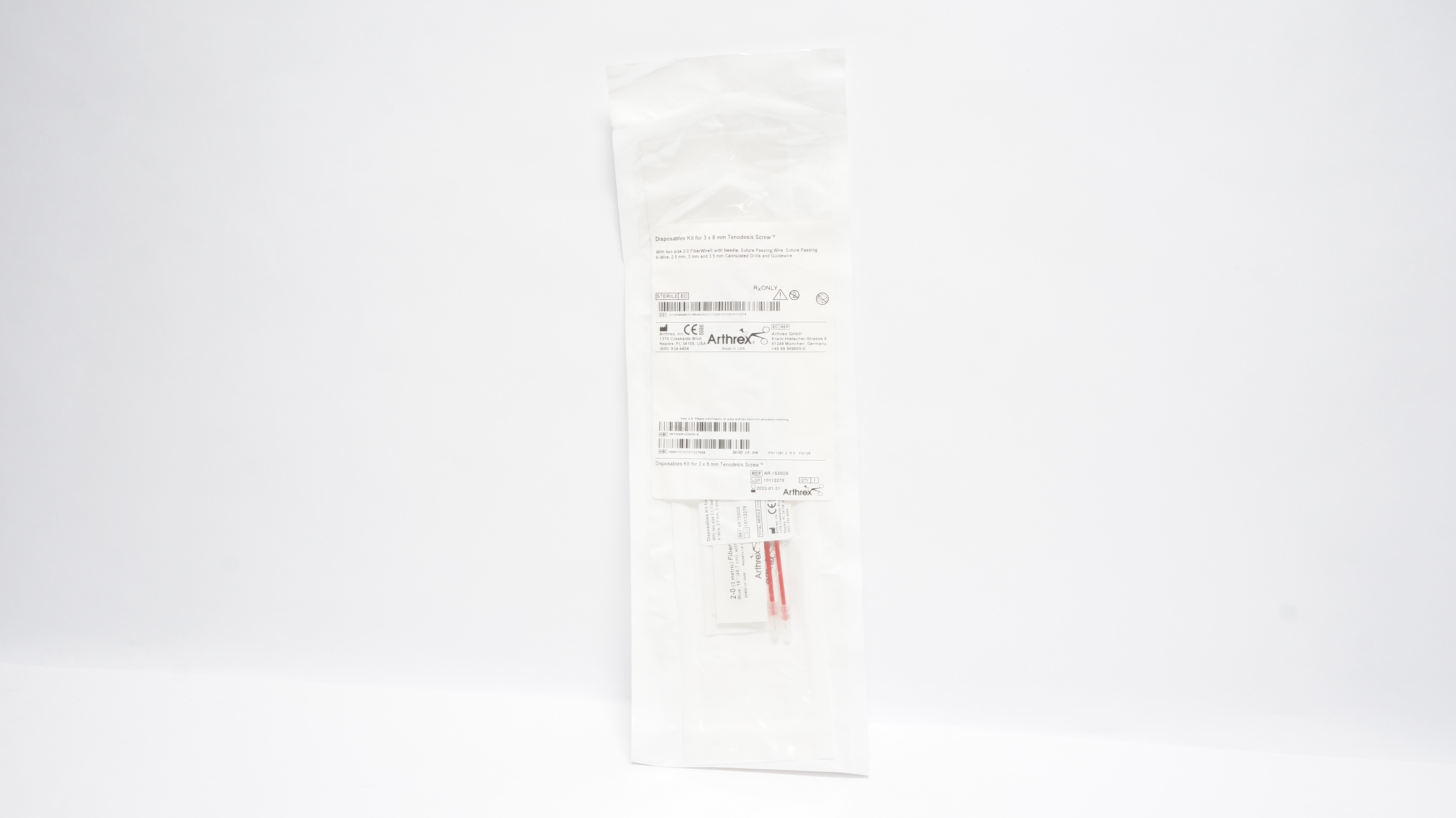 Arthrex AR-1530DS Disposable Kit for 3 x 8 mm Tenodesis Screw (x)
