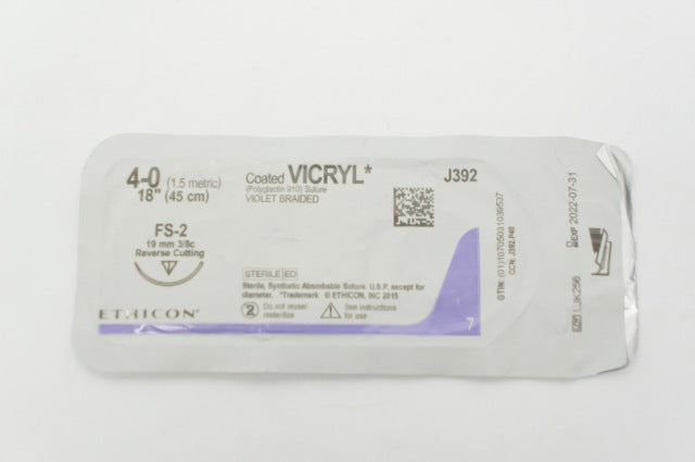 Ethicon J392 Vicryl Polyglactin Stre FS-2 19mm 3/8c Reverse Cutting 18inch(x)