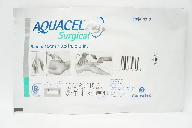 ConvaTec 412010 AquacelAg Surgical Cover Dressing Sterile 3.5 inch x 6 inch