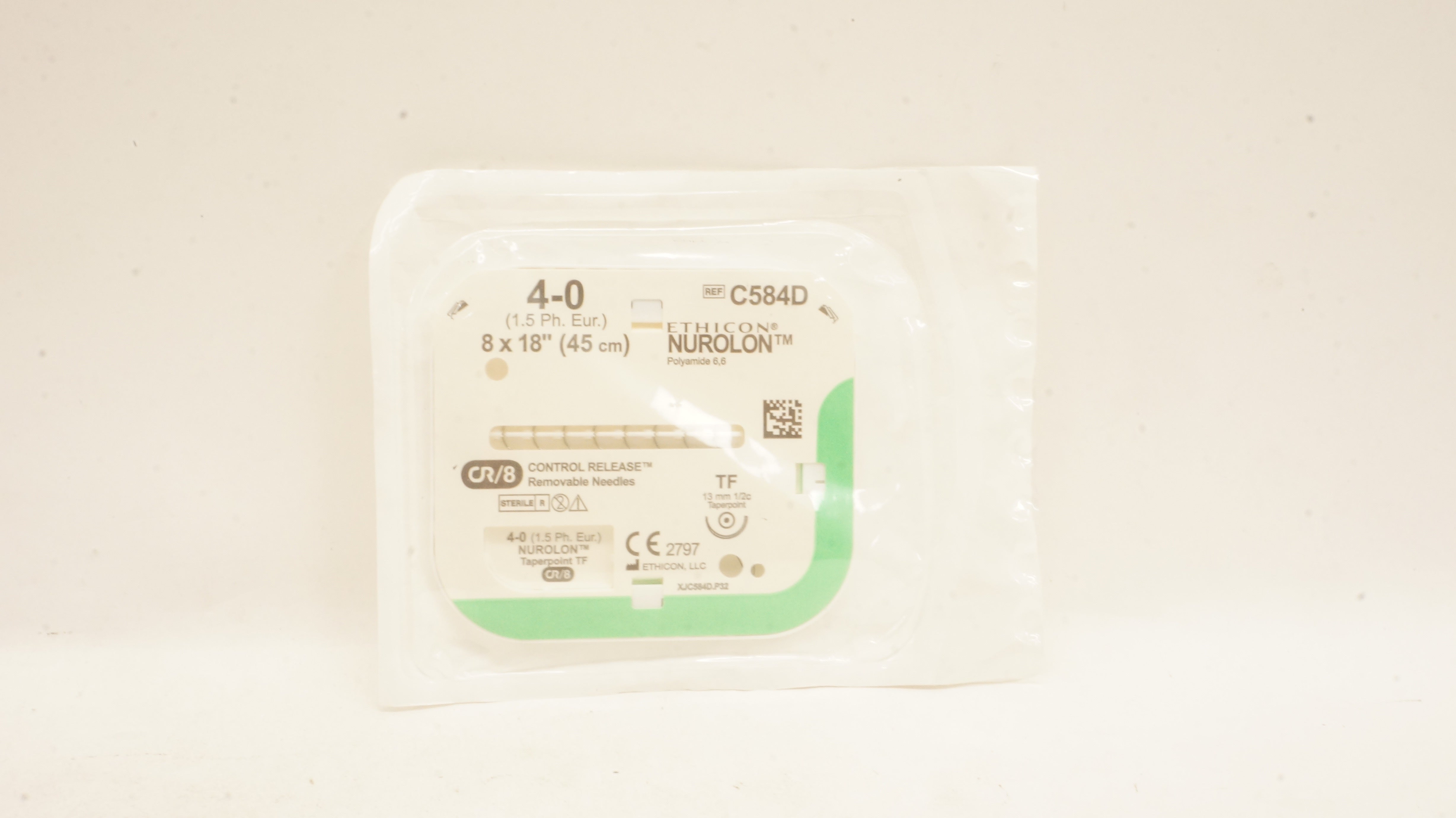 Ethicon C584D 4-0 Nurolon  Polyamide 6.6 Stre TF 13mm 1/2c Taper, 8 x 18 inch