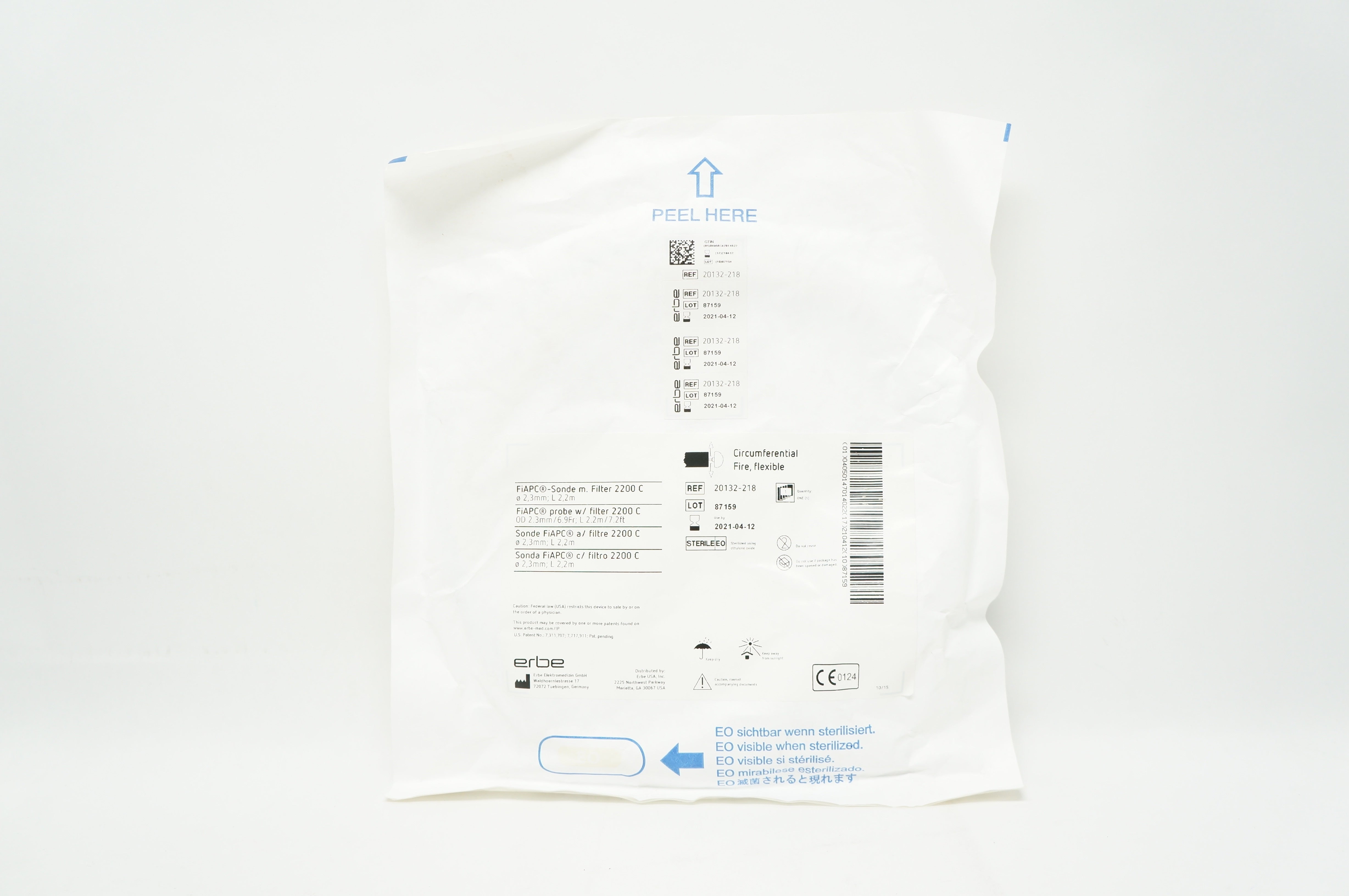 ERBE 20132-218 Circumferential Fire Flexible OD 2.3mm x 6.9Fr L 2.2m x 7.2ft (x)