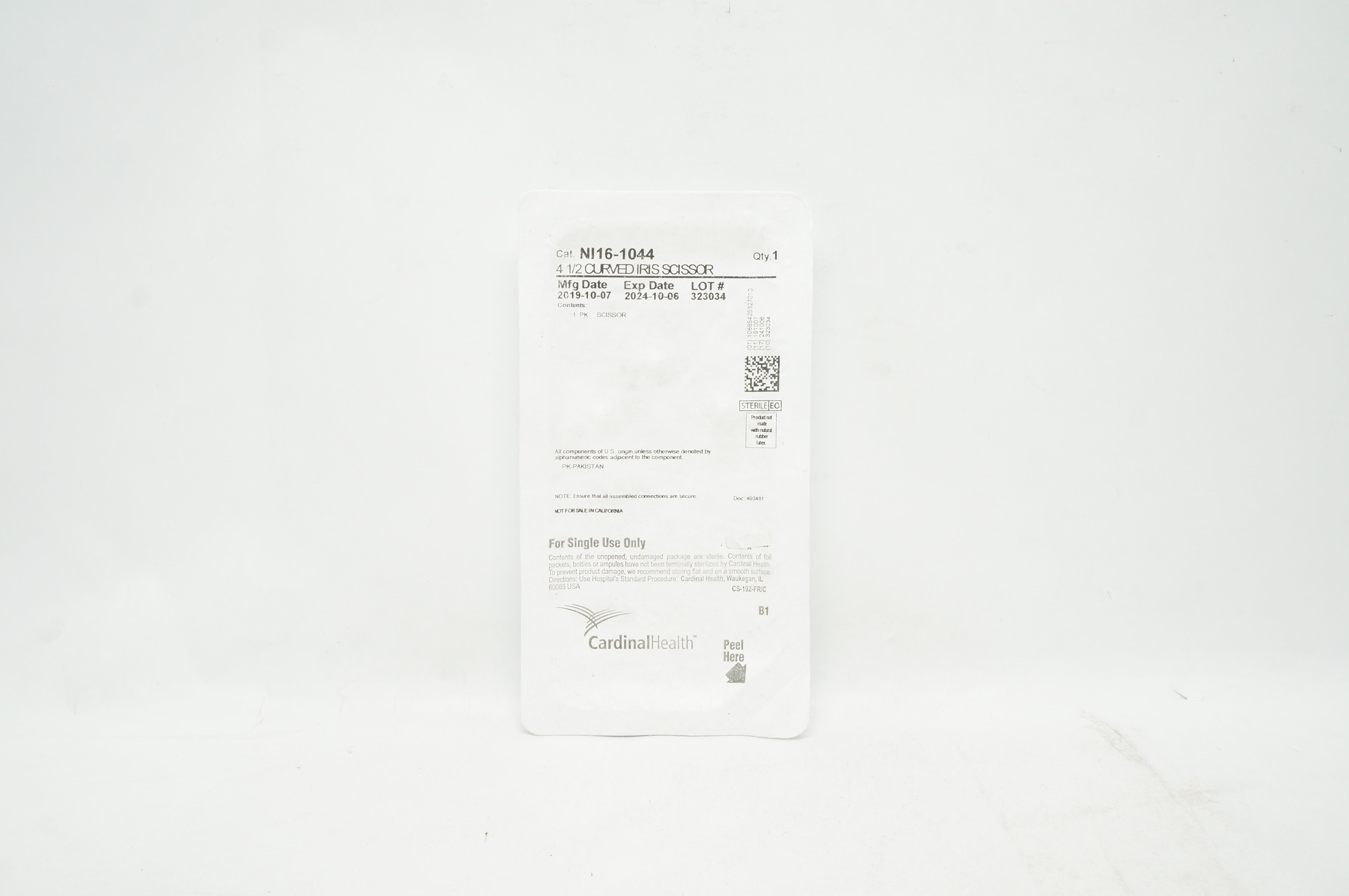 Cardinal Health NI16-1044 4 1/2 Curved Iris Scissor
