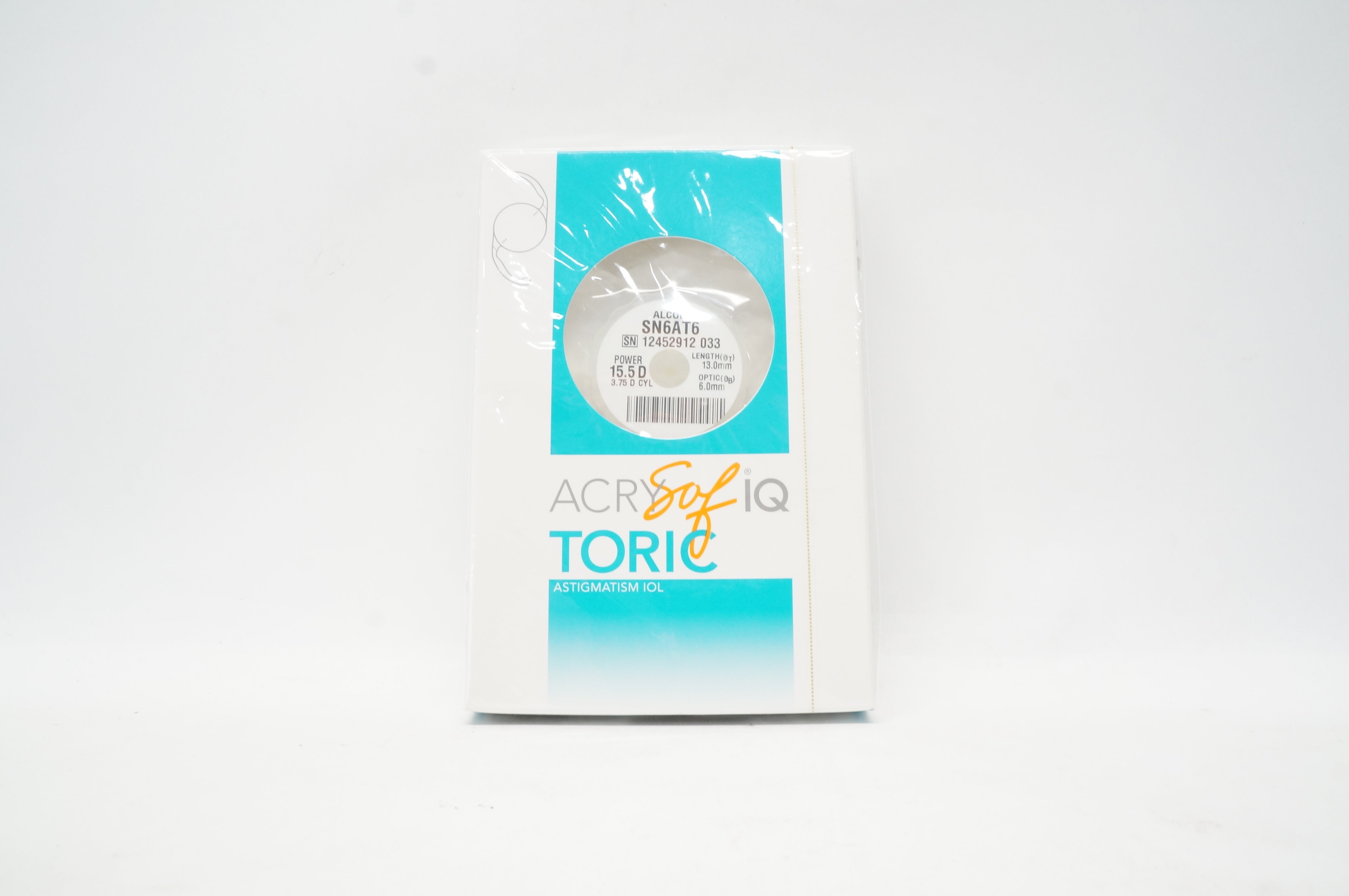 Alcon SN6AT6 AcrySof IQ Toric Astigmatism IOL 15.5 D 3.75 CYL 13.0 x 6.0mm (x)