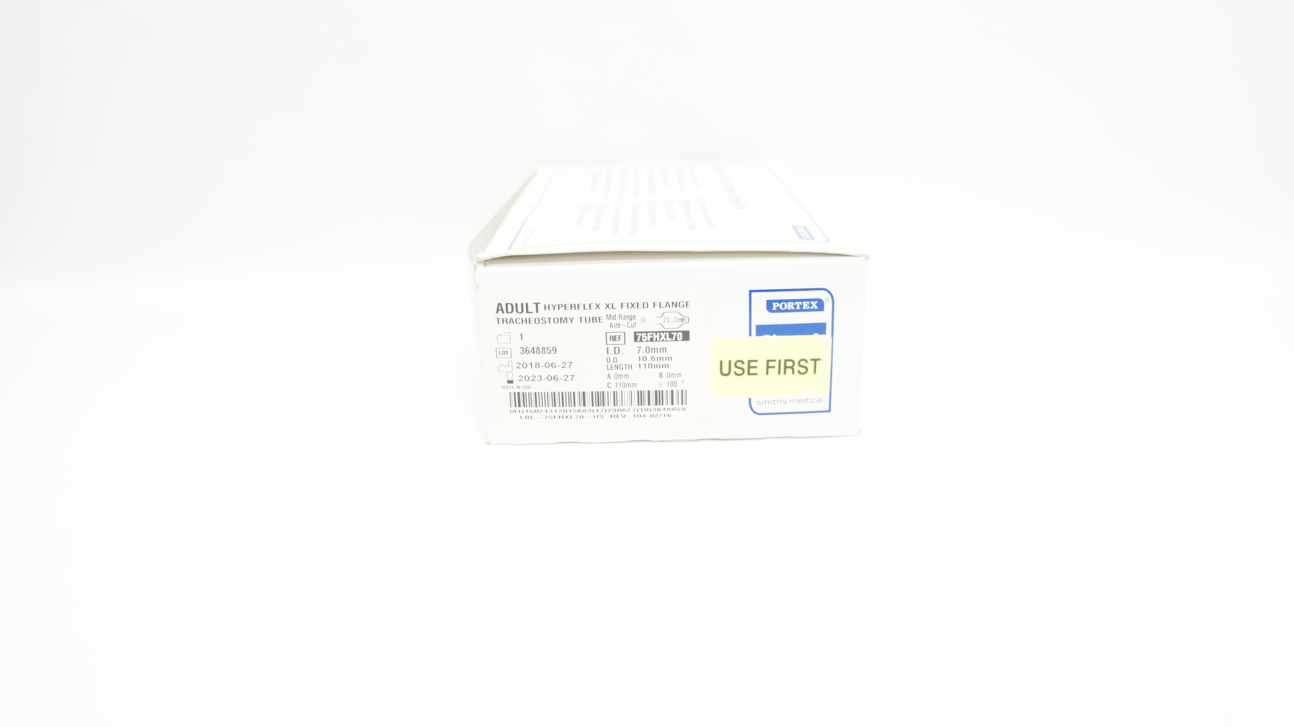 Smiths 75FHXL70 Hyperflex XL Fixed Flange Tracheostomy Tube 7.0x10