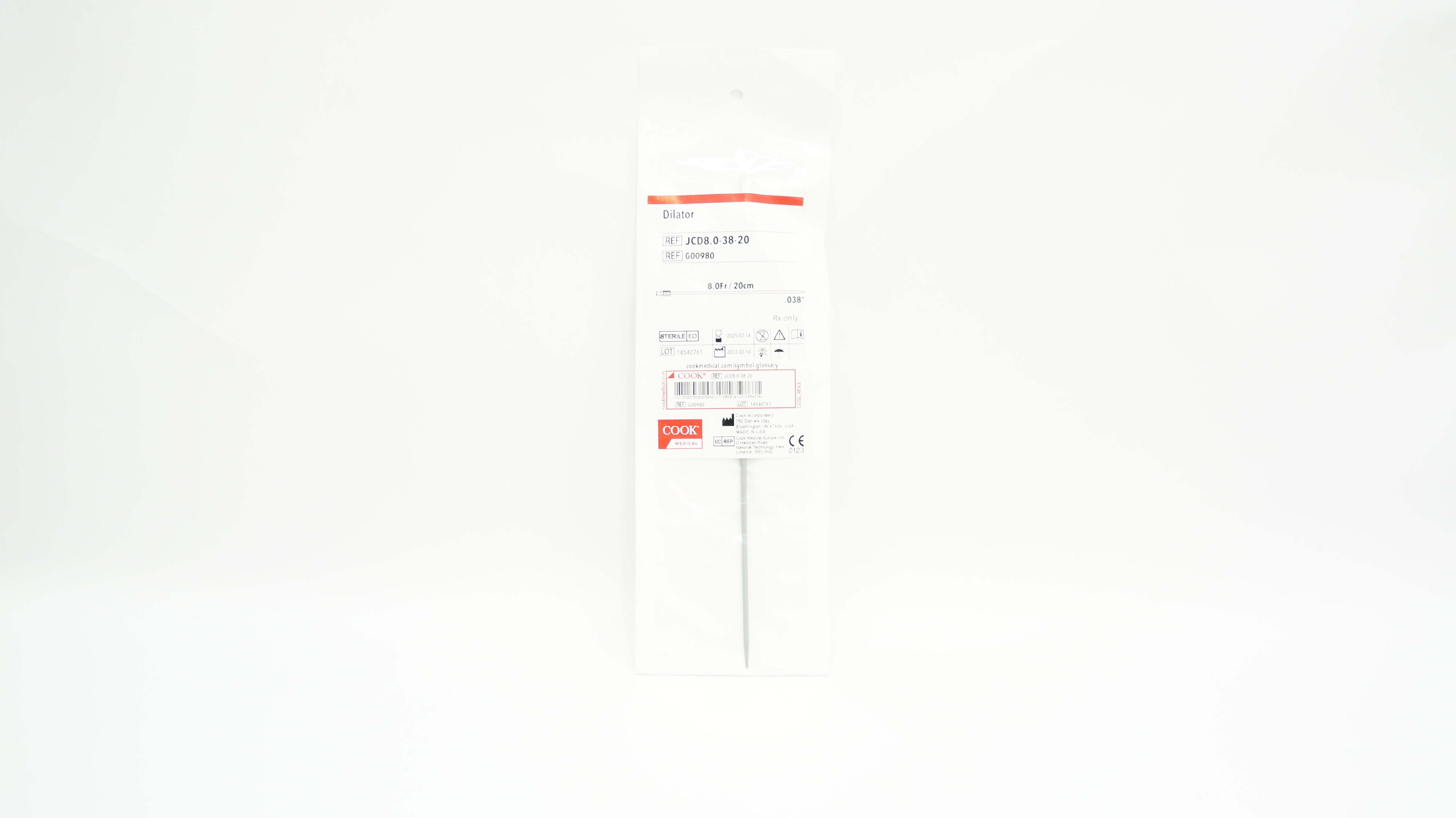 Cook Medical G00980 Dilator 8.0Fr x .038inch