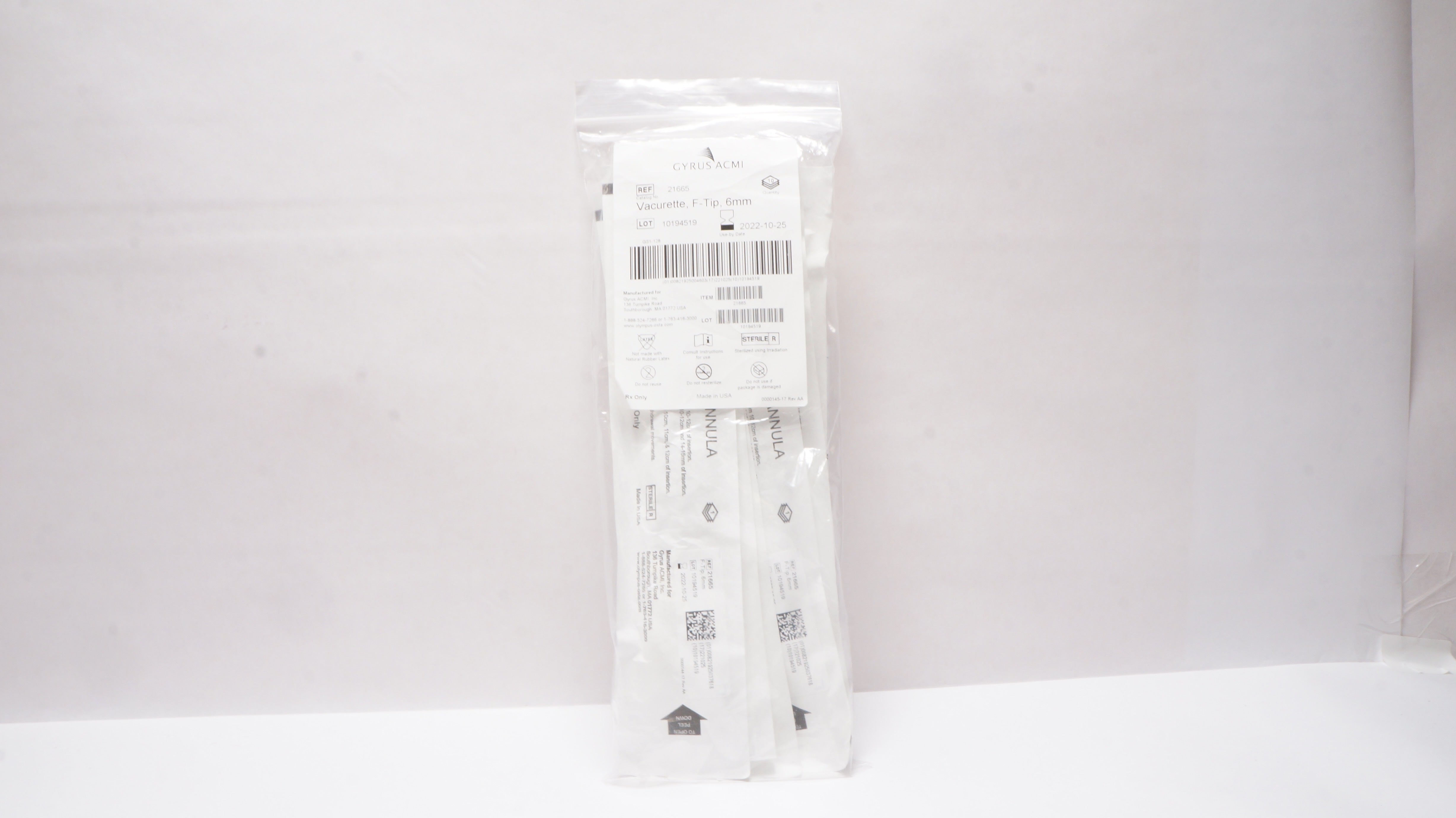 Gyrus ACMI 21665 Vacurette Cannula F-Tip 6mm (x) - Pack of 10