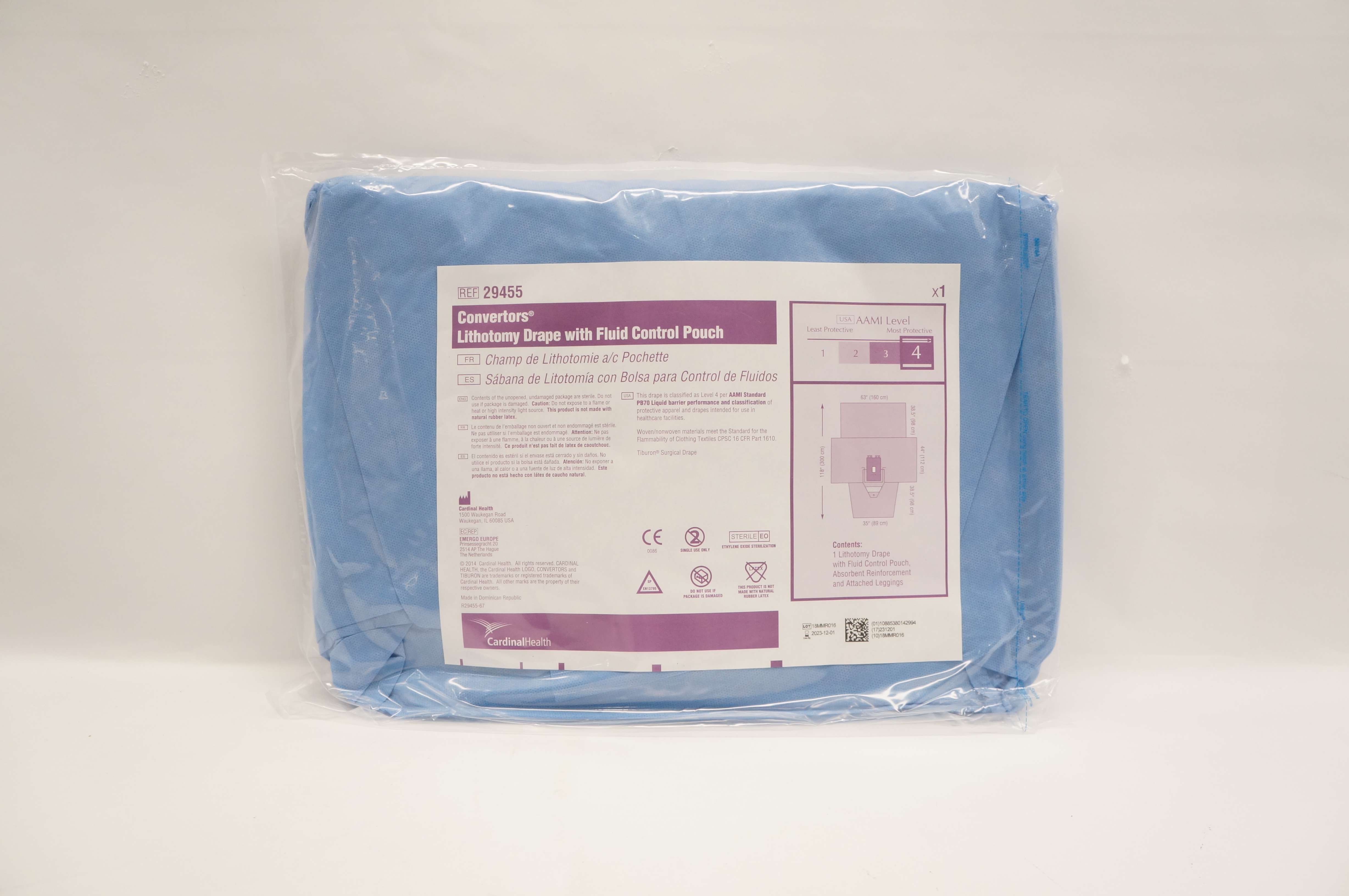 Cardinal Health 29455 Convertors Lithotomy Drape AAMI Level 4, 63inch x 118inch