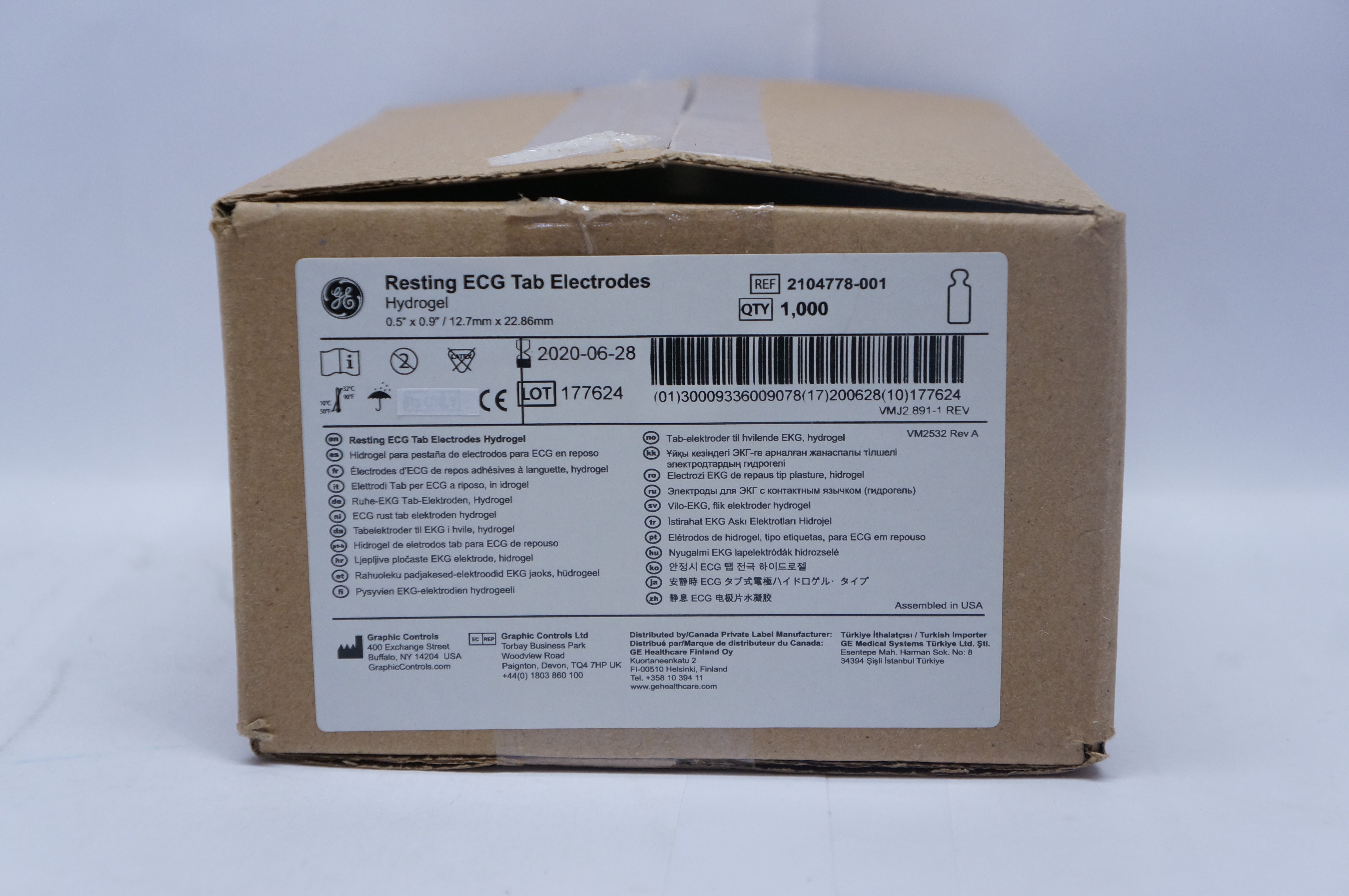 Graphic 2104778-001 Resting ECG Tab Electrodes 0.5 x 0.9inch (x) - Case of 1000