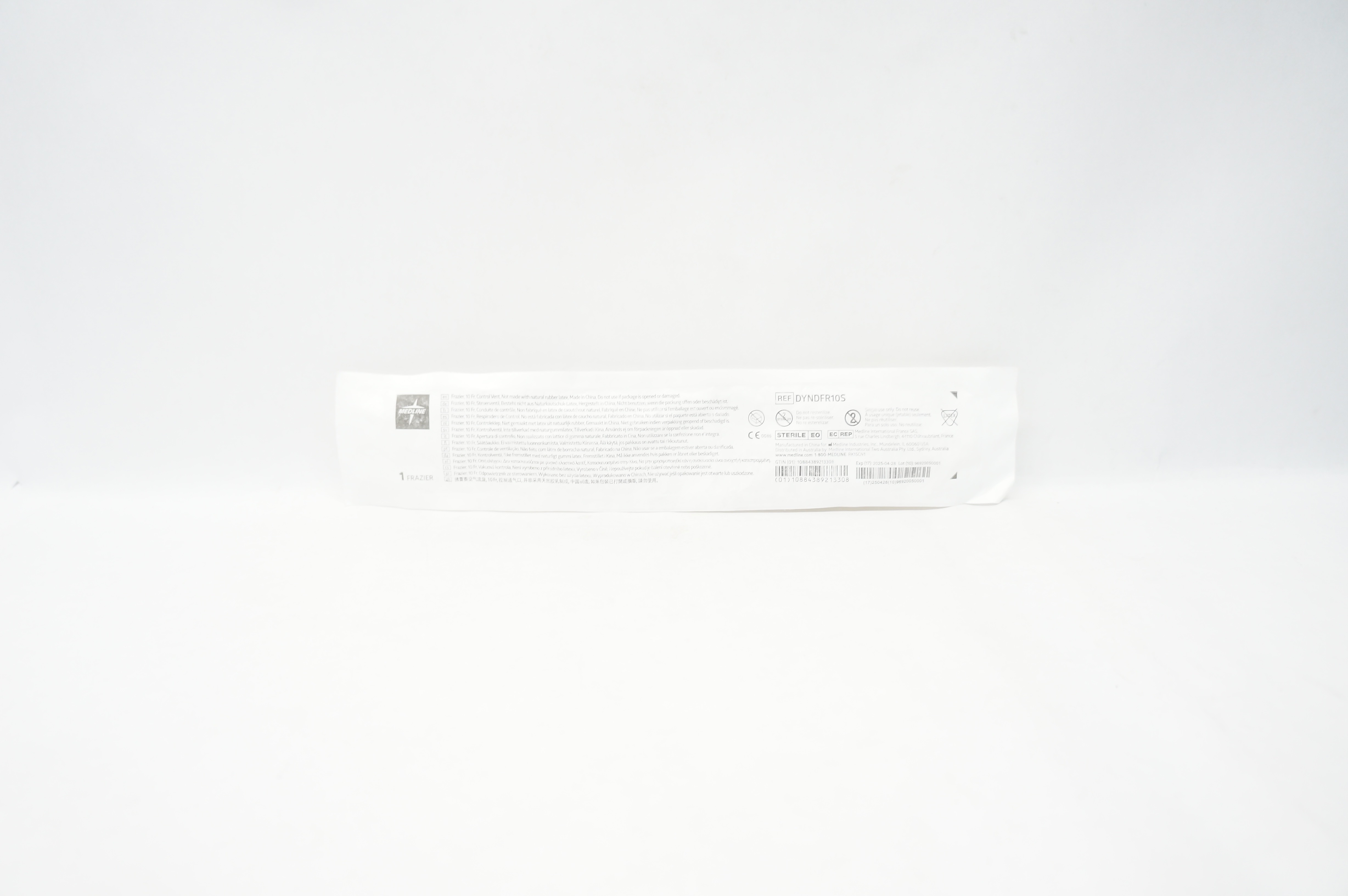 Medline DYNDFR10S Frazier, 10Fr, Control Vent