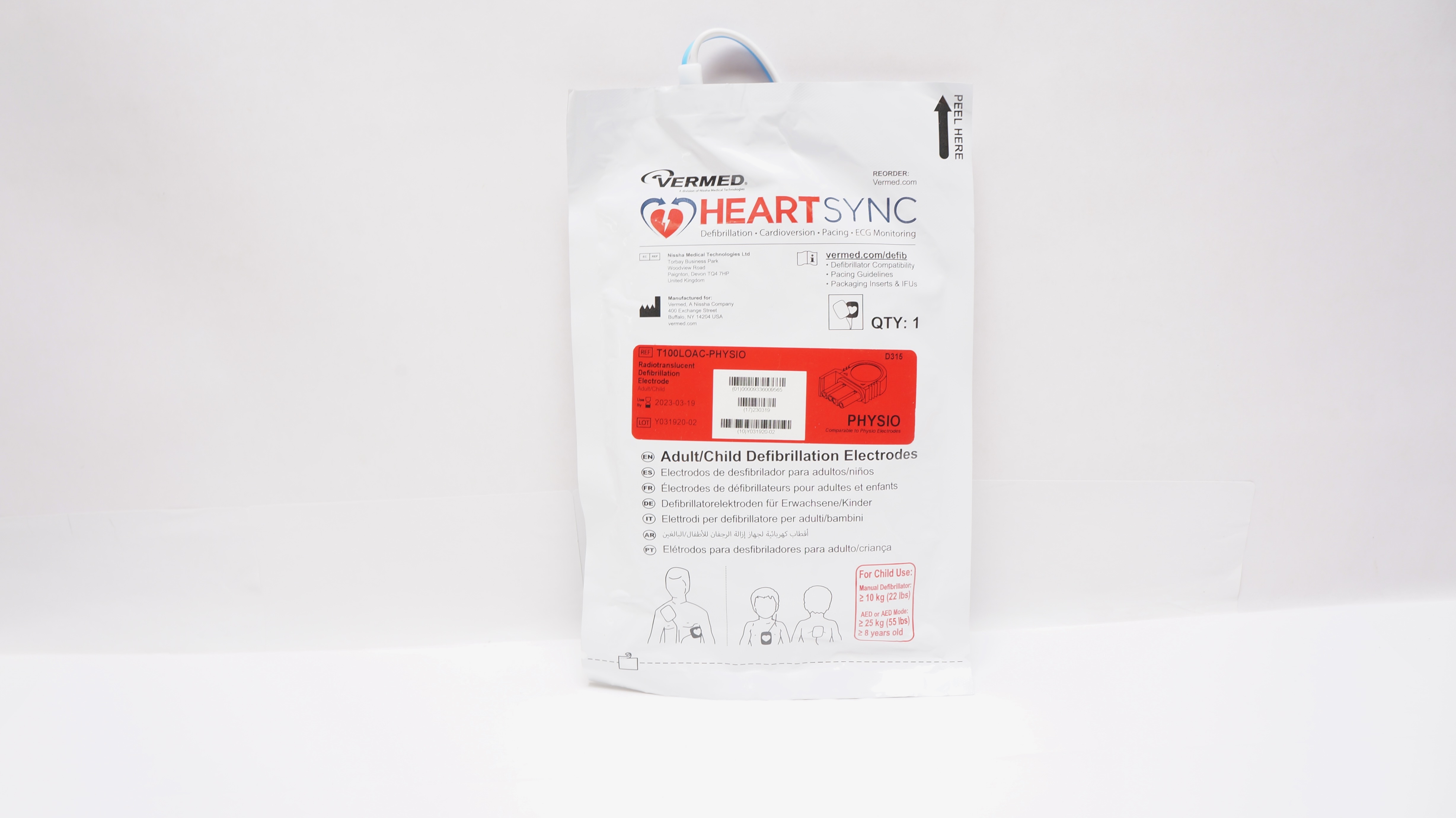 Vermed T100LOAC-PHYSIO HeartSync Adult/Child Defibrillation Electrode (x)