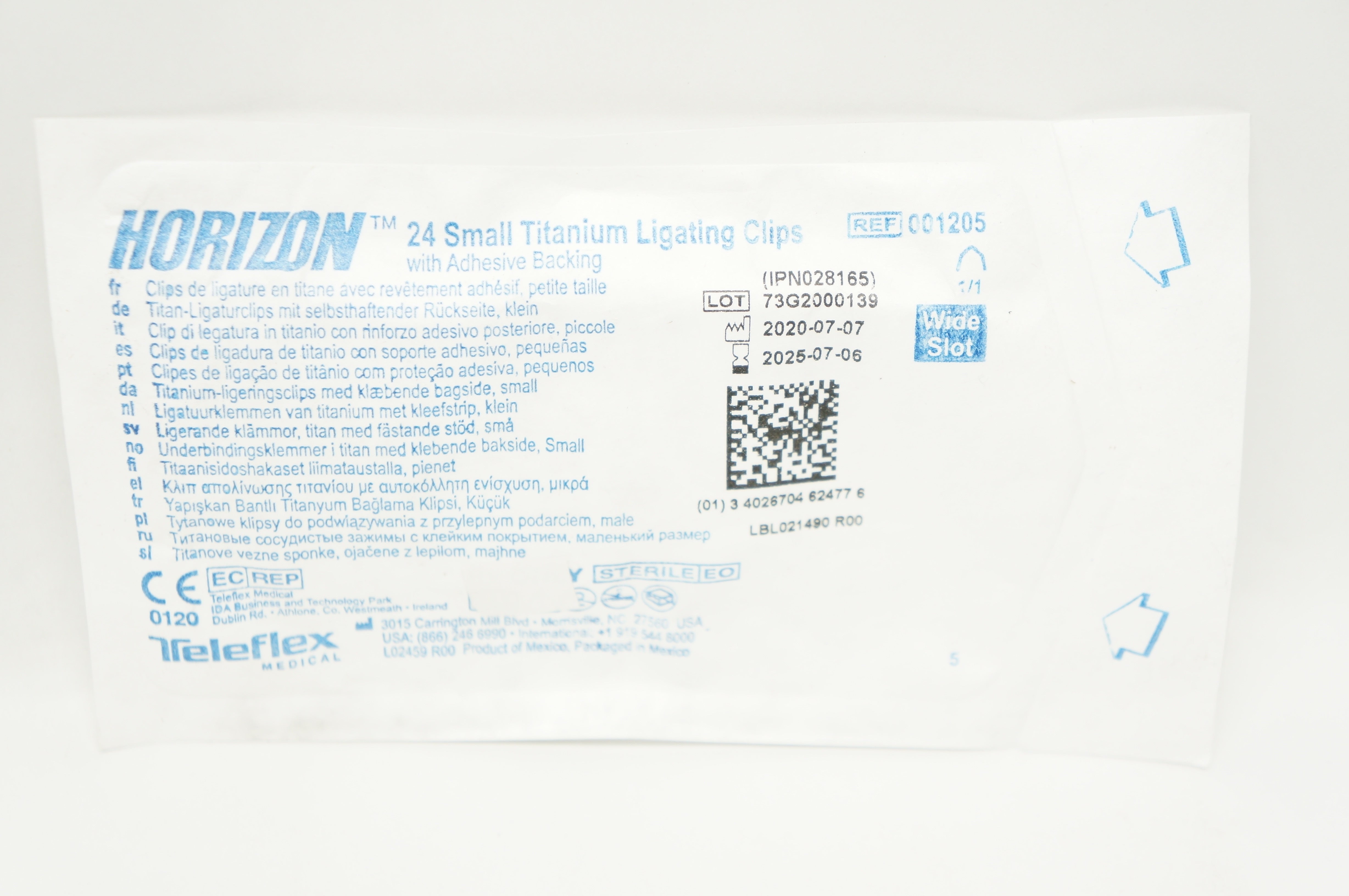 Teleflex 001205 Horizon Small Titanium Ligating Clips - Pack of 24