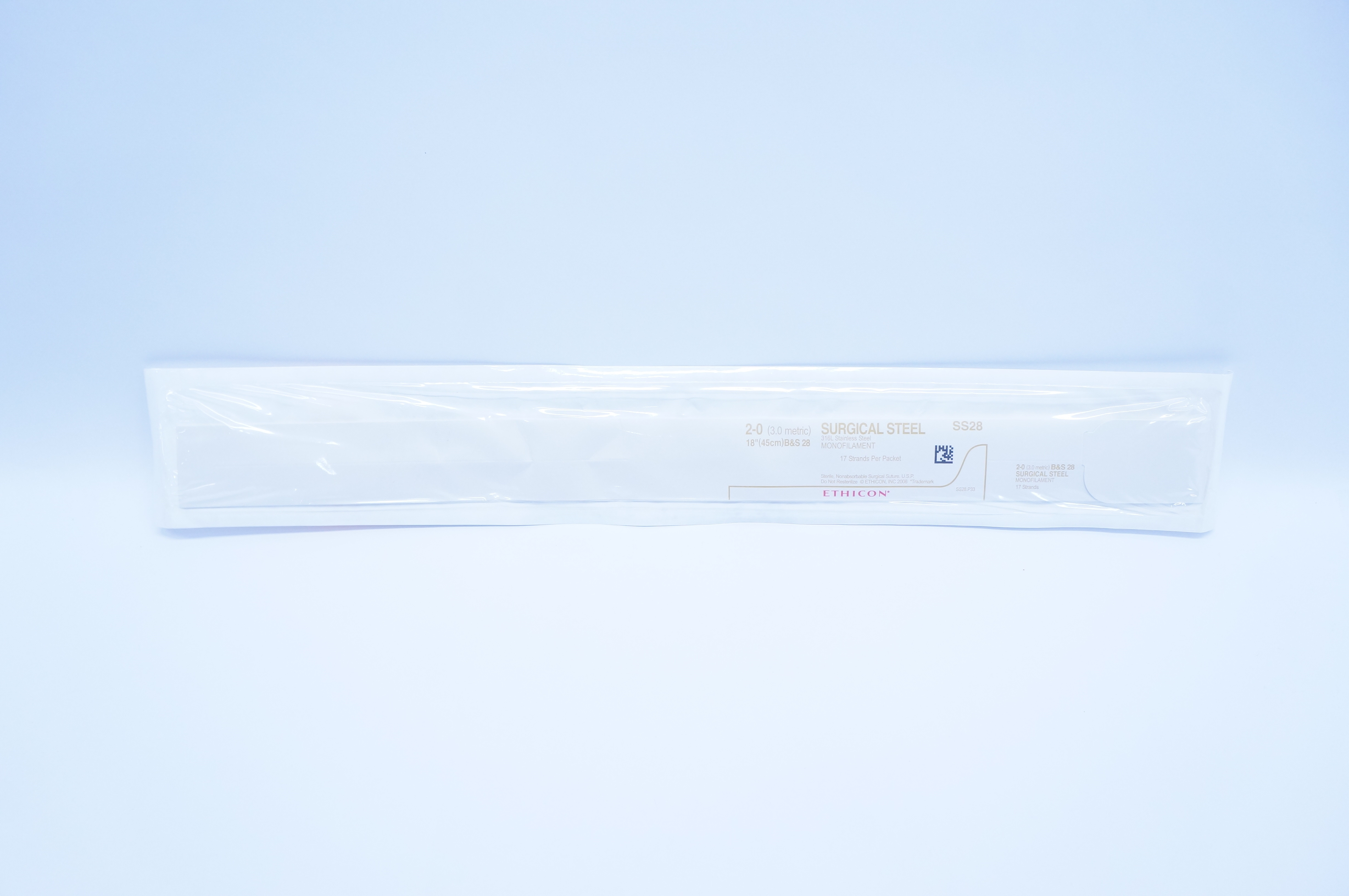 Ethicon SS28 2-0 B&S 28 Surgical Steel Monofilament 18inch