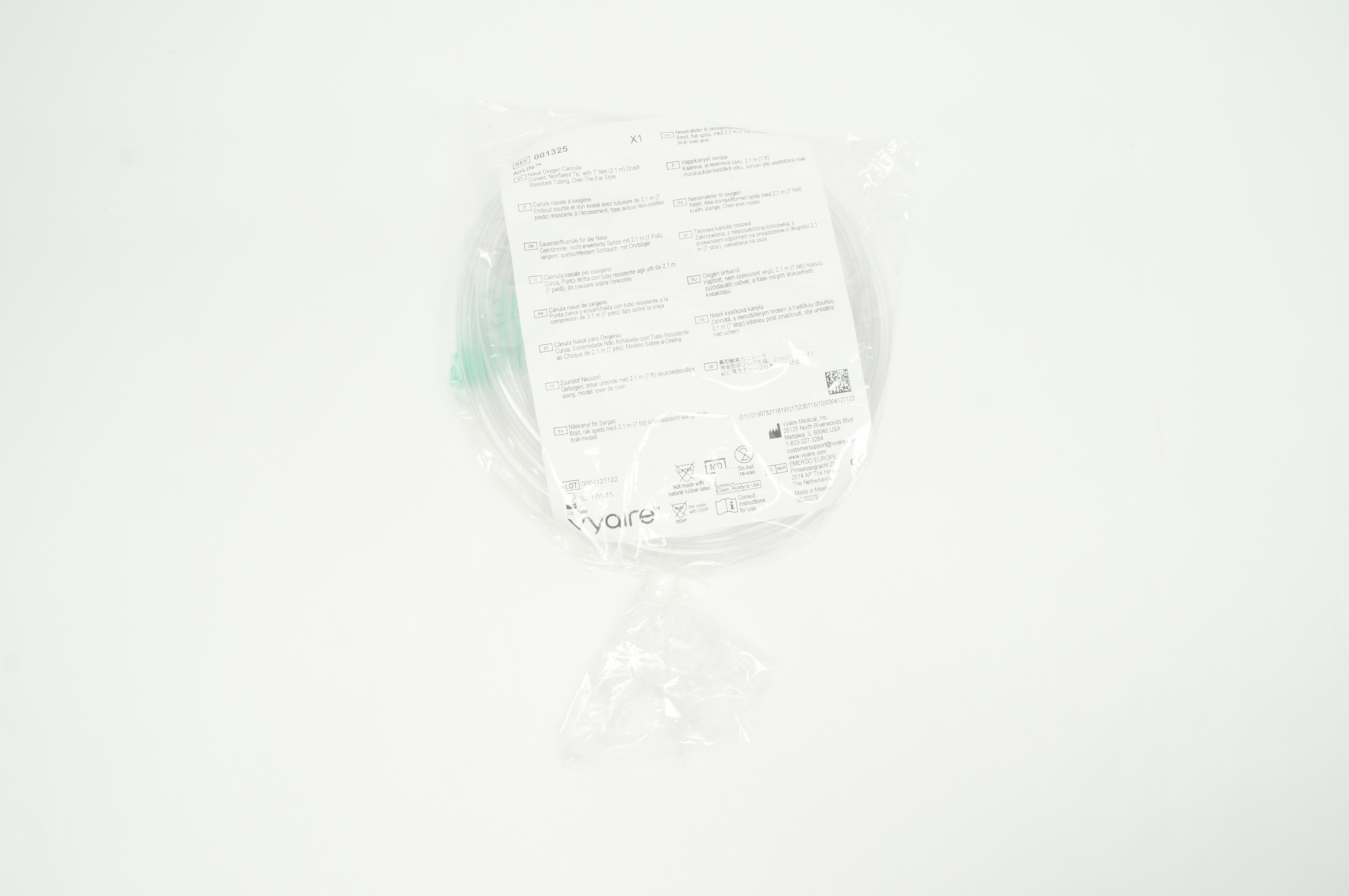 Vyaire 001325 AirLife Nasal Oxygen Cannula with 7 Feet