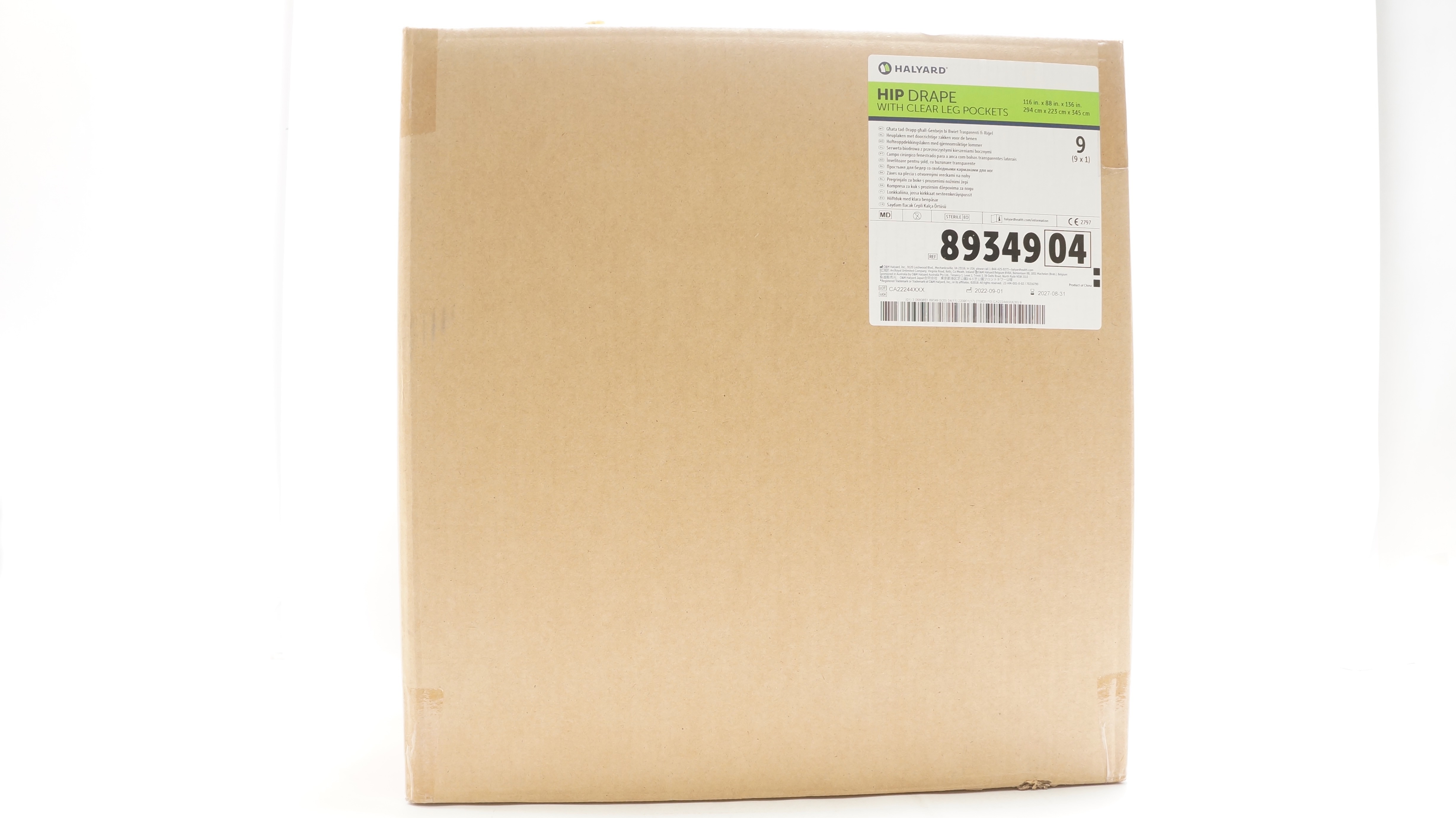 Halyard 8934904 Hip Drape with Clear Pockets 116in x 88in x 136In - Box of 9
