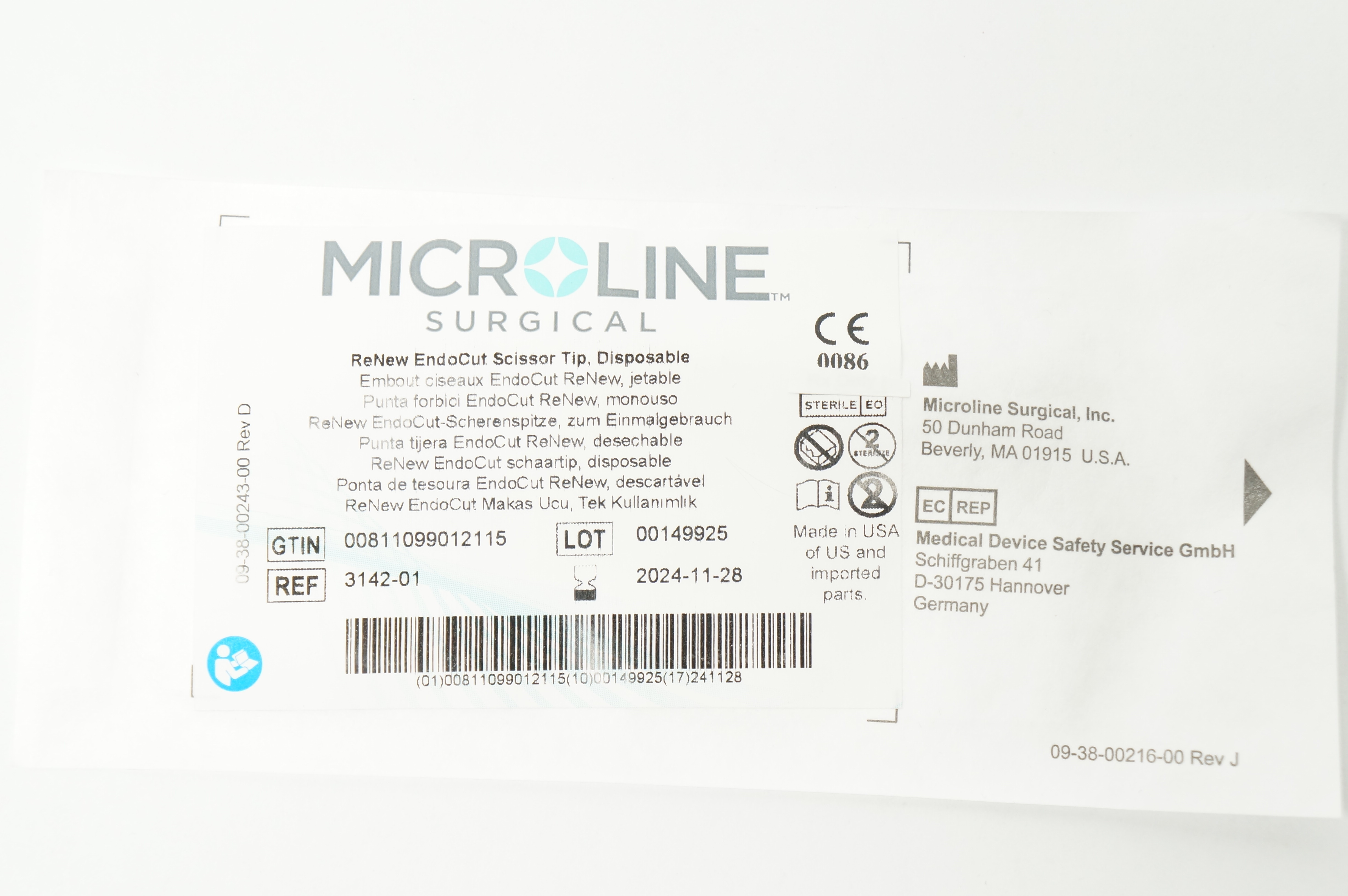 Microline Surgical 3142-01 ReNew EndoCut Scissor Tip, Disposable