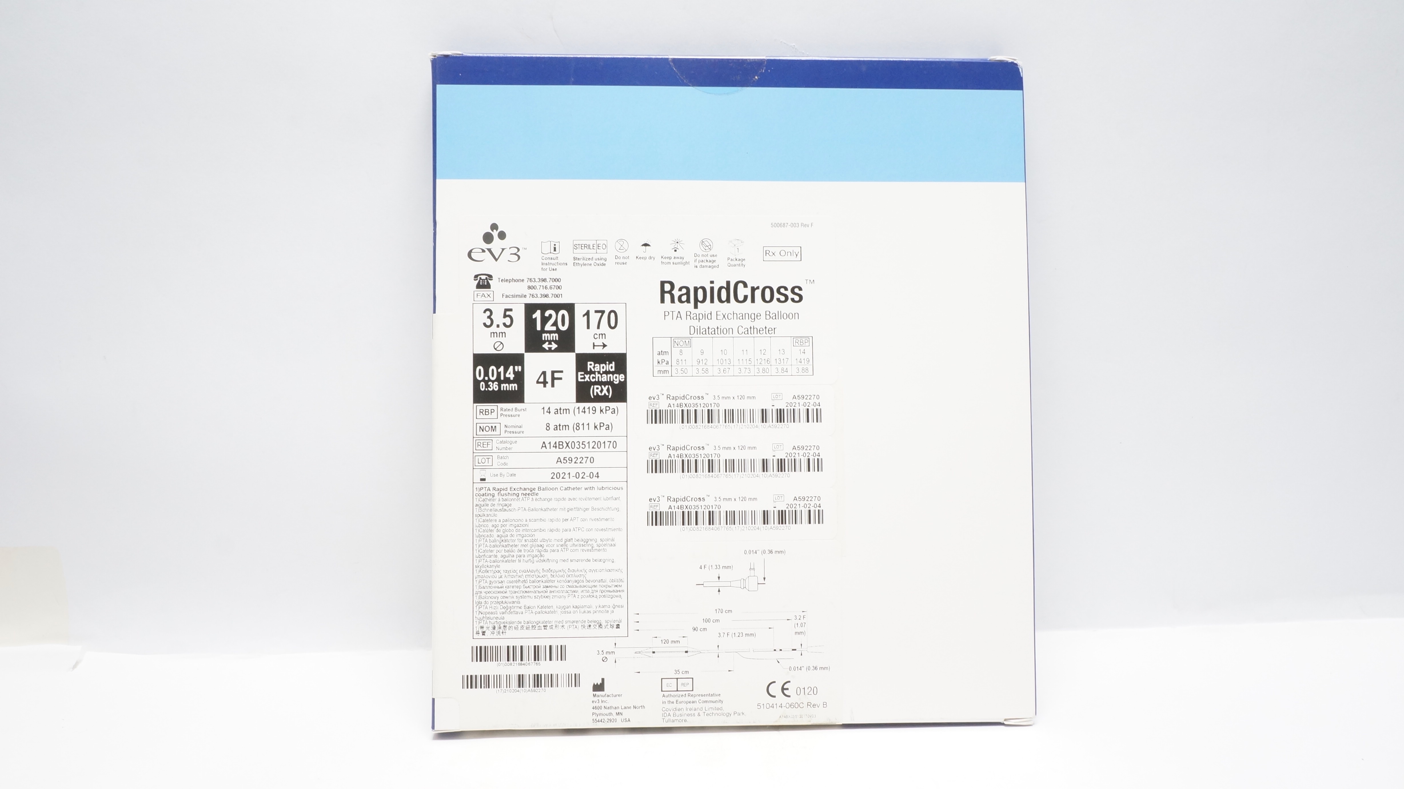 EV3 A14BX035120170 RapidCross PTA Rapid Exchange Balloon Dilatation Cath. (x)