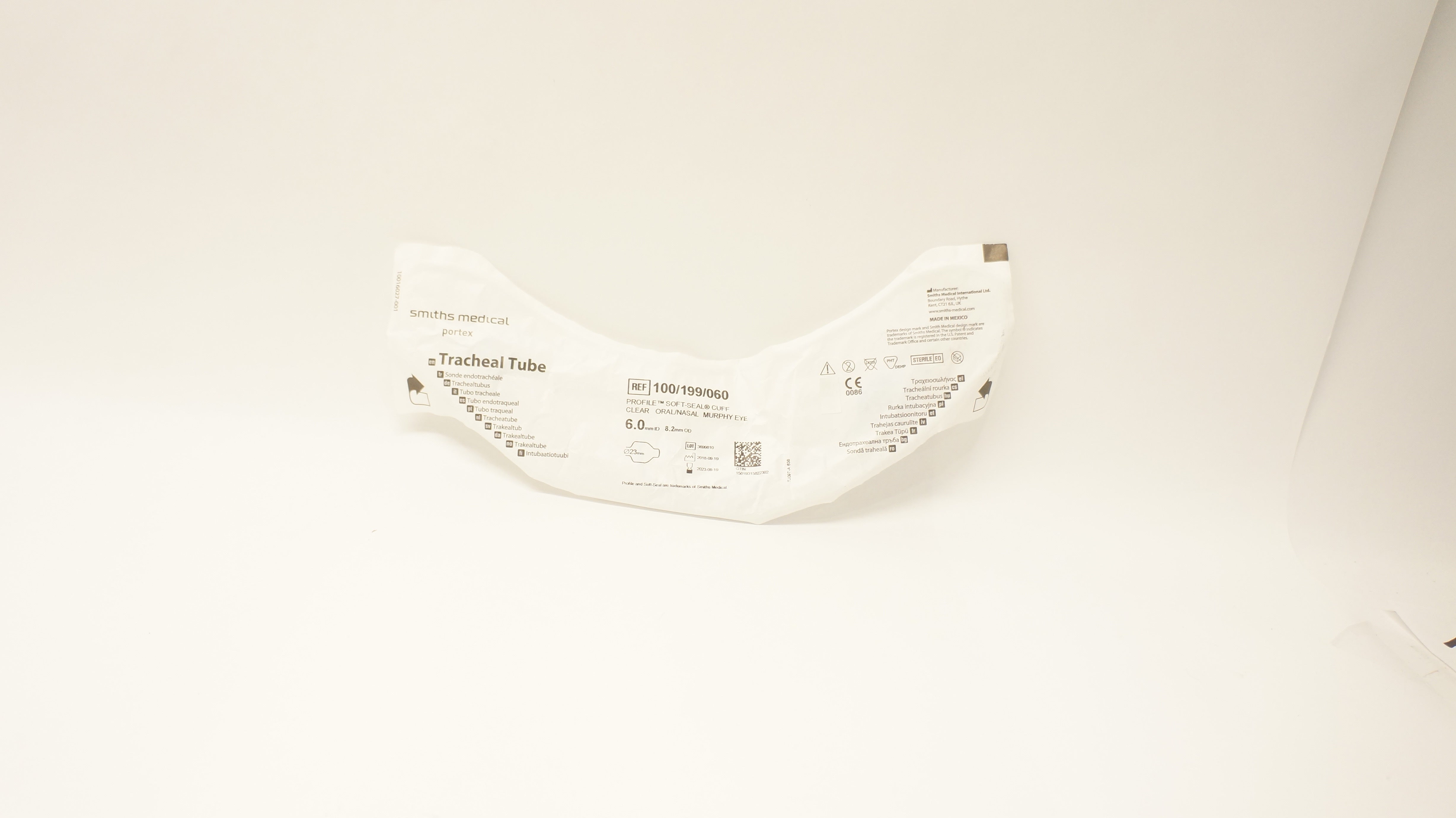 Smiths Medical 100/199/060 Portex Tracheal Tube Oral/Nasal Murphy Eye 6.0mm