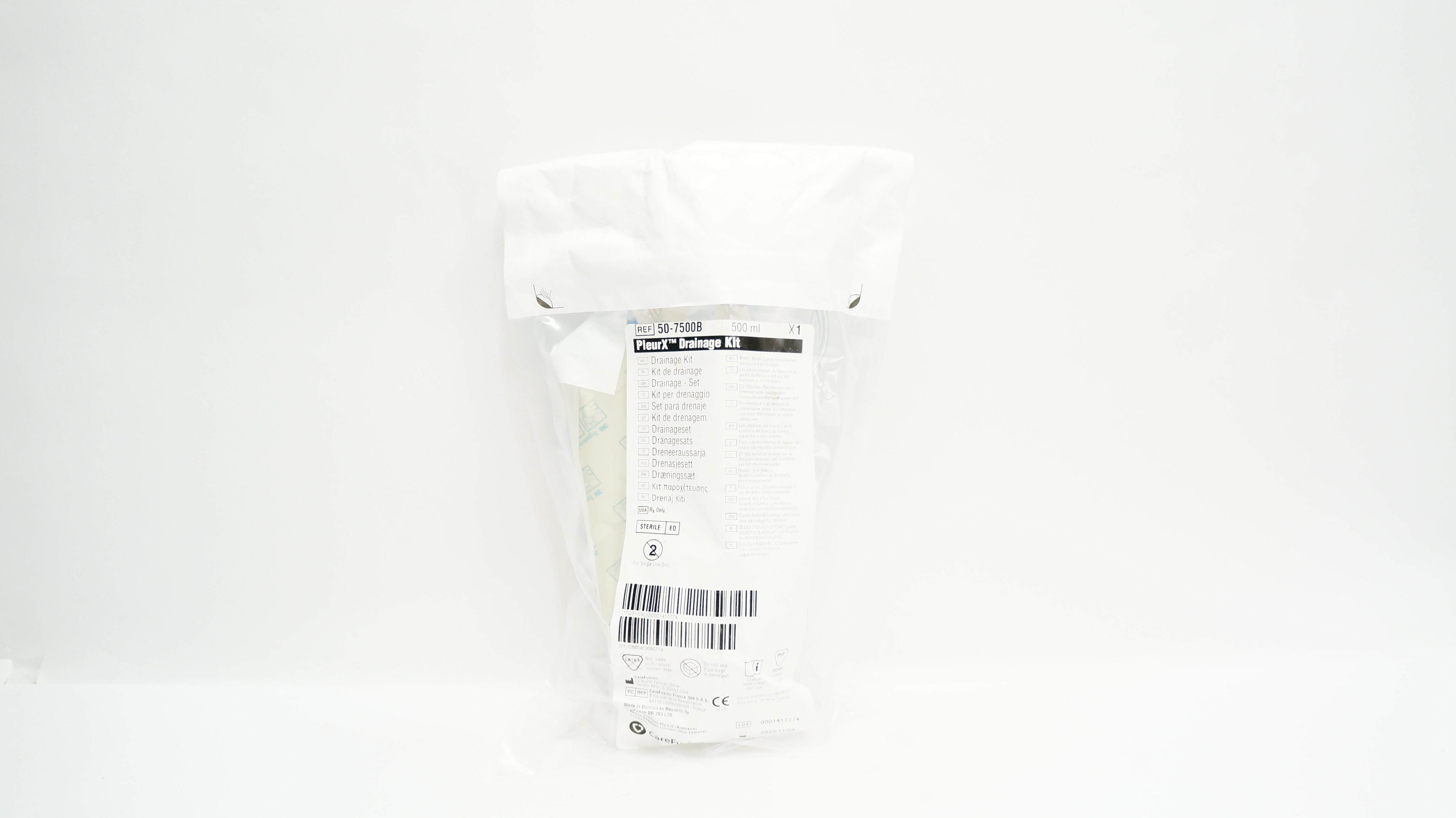 CareFusion 50-7500B PleurX Drainage Kit 500ml