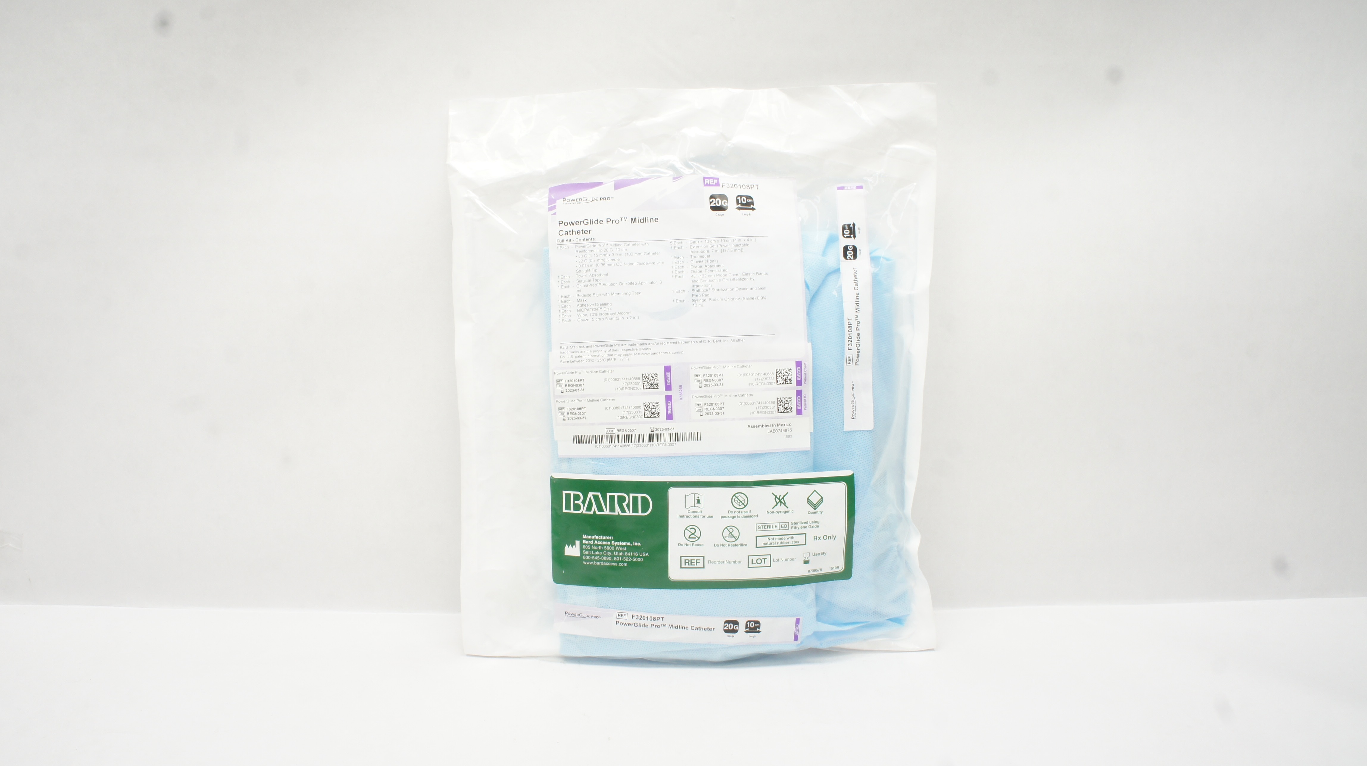 Bard F320108PT PowerGlide Pro Midline Cath. 20G x 10cm (x)