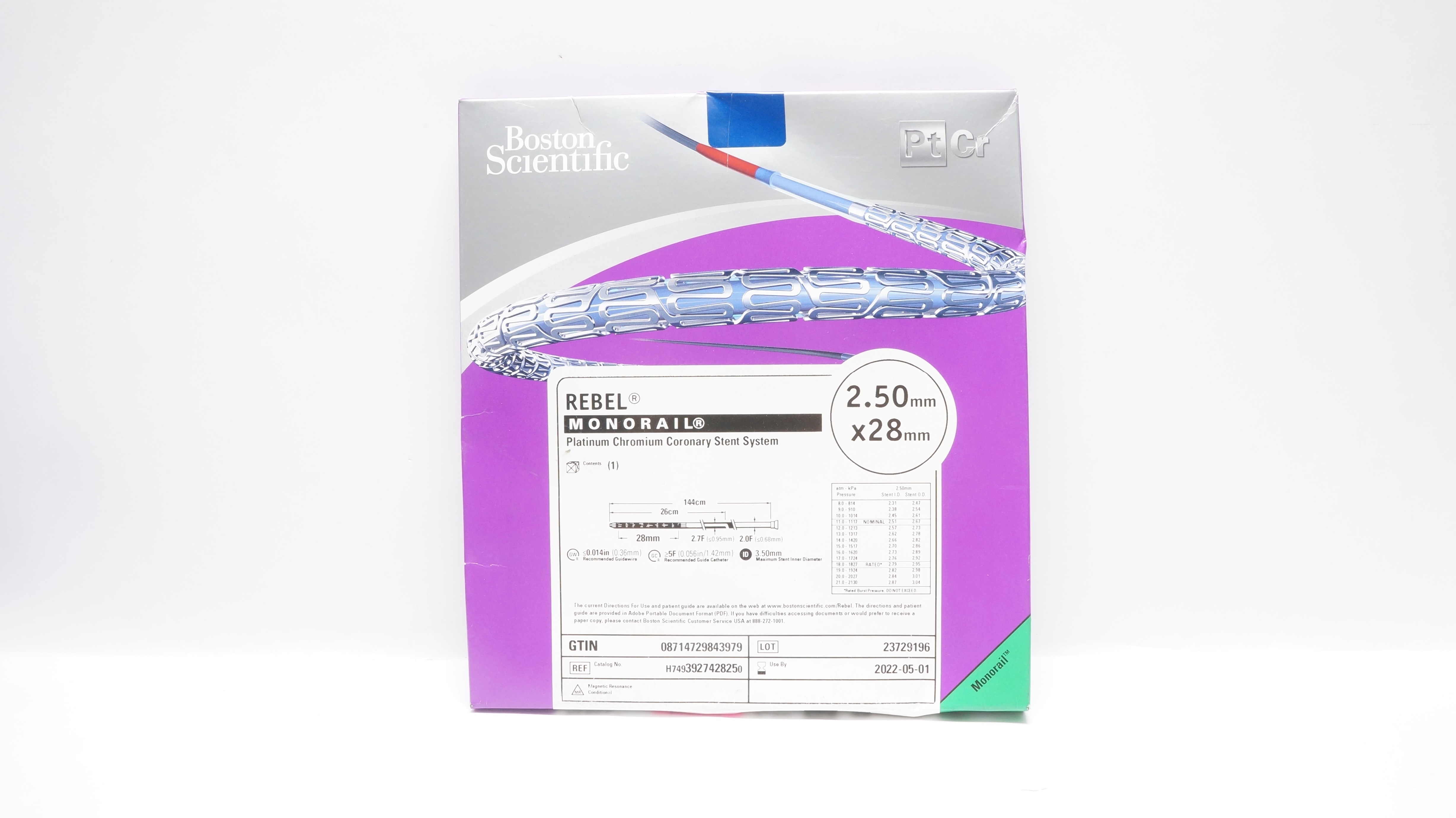 Boston Scientific H7493927428250 Rebel Coronary Stent System 2.50mm x 28mm (x)