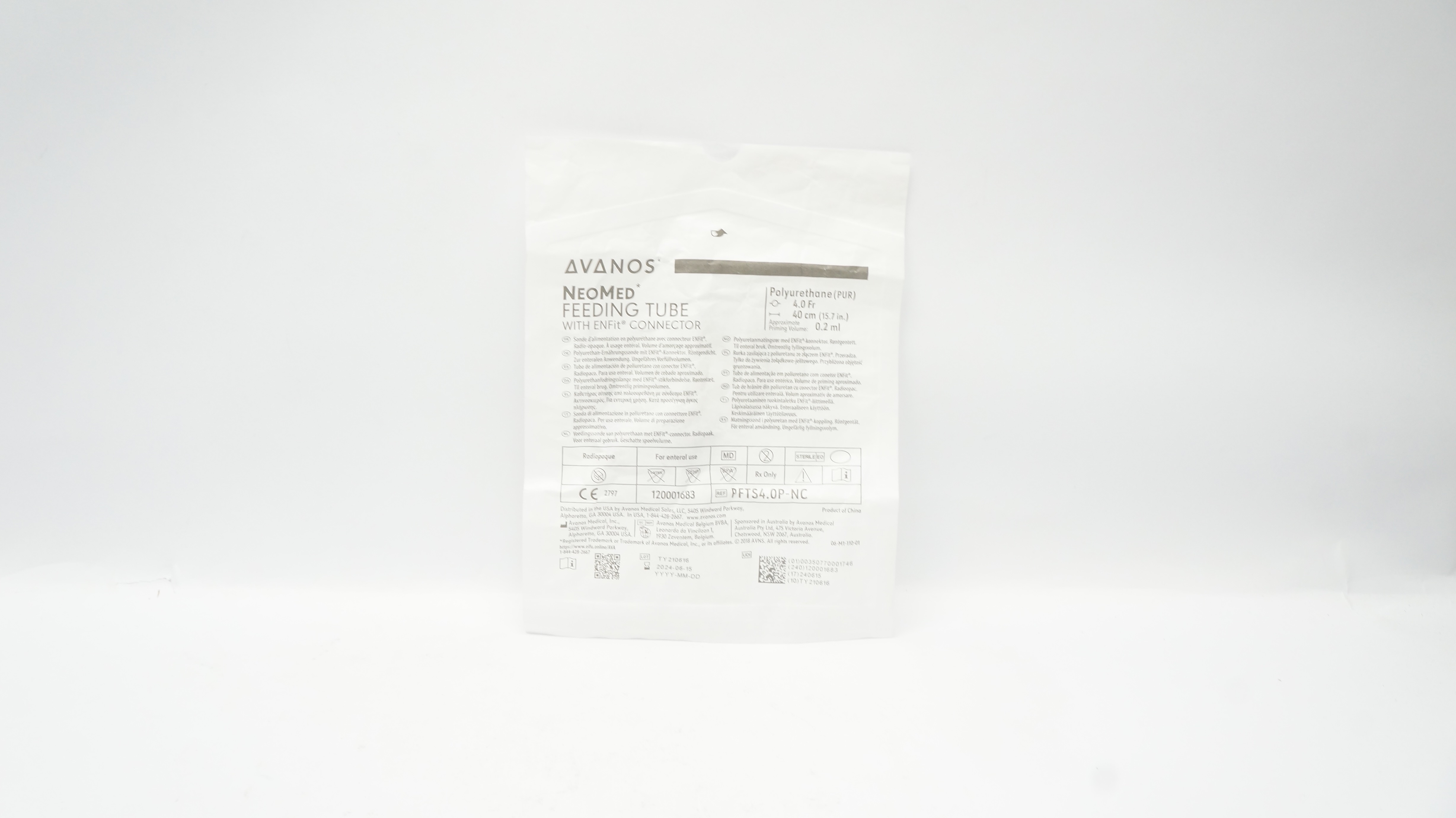 Avanos PFTS4.0P-NC NeoMed Feeding Tube w/Enfit Connector 4.0Fr x15.7in x0.2mL(x)