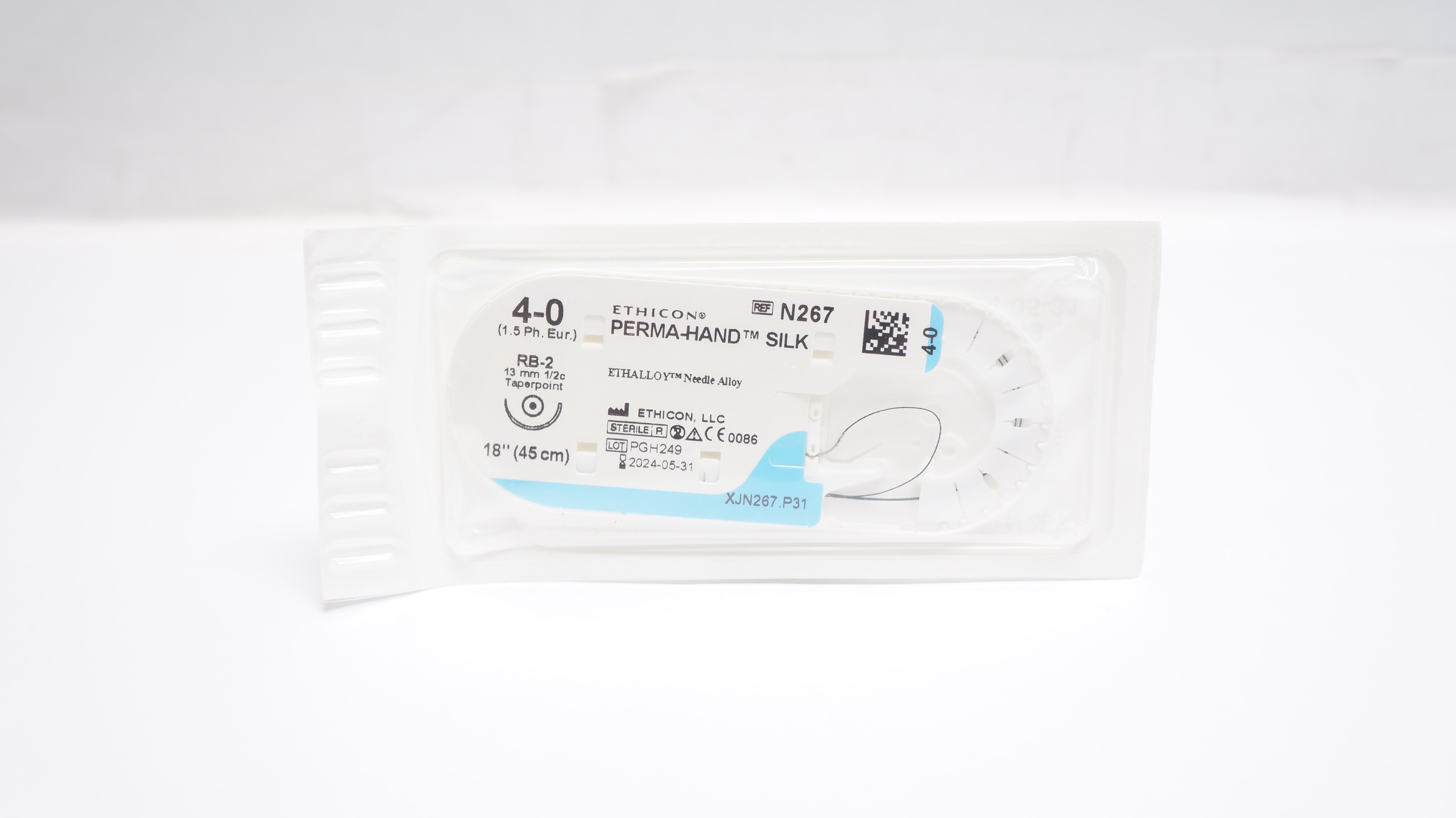 Ethicon N267 4-0 PERMA-HAND SILK Stre RB-2 13mm 1/2c Taperpoint, 18inch