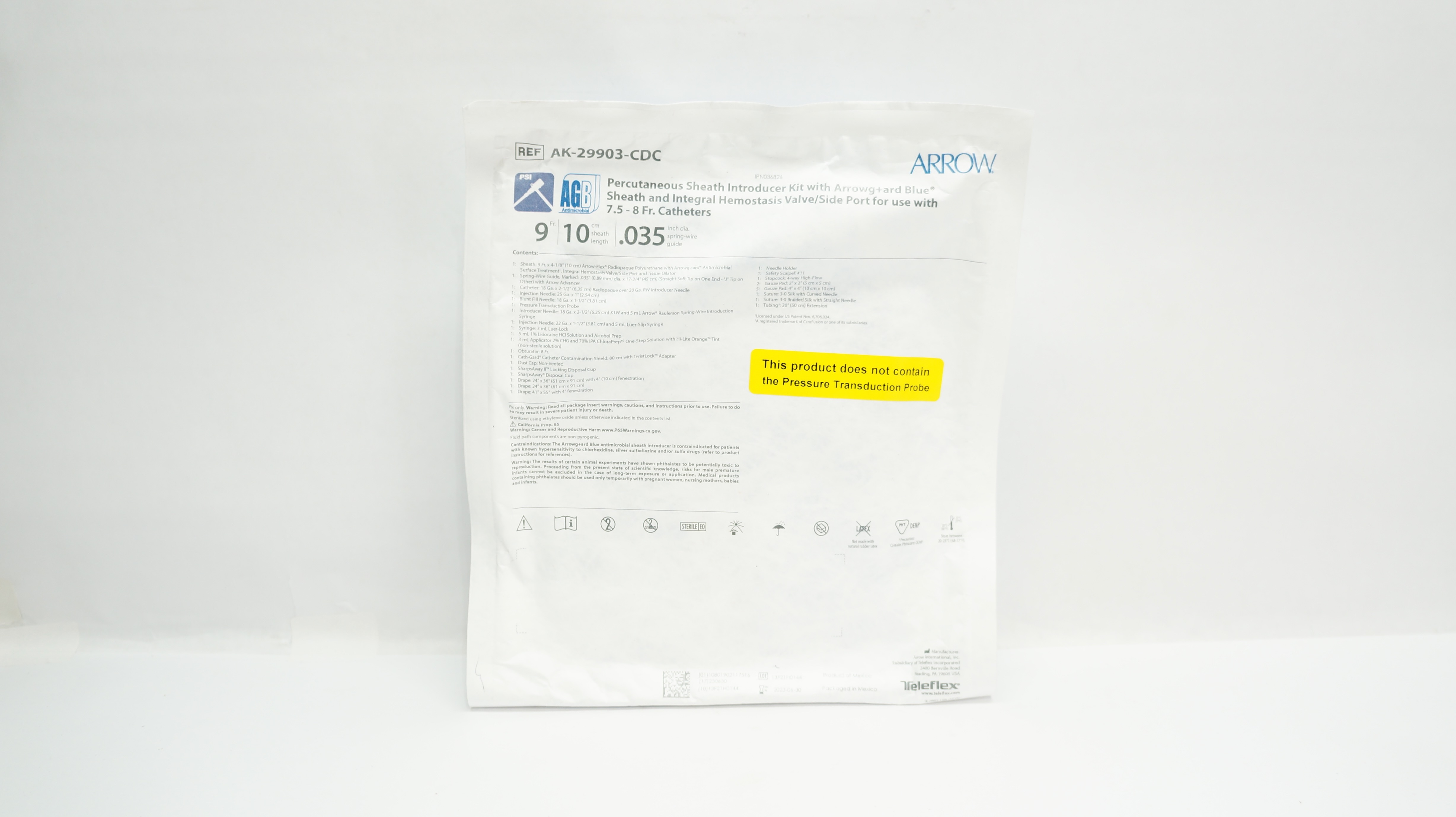 Arrow AK-29903-CDC Percutaneous Sheath Introducer Kit 9Fr x 10cm x .035 inch (x)