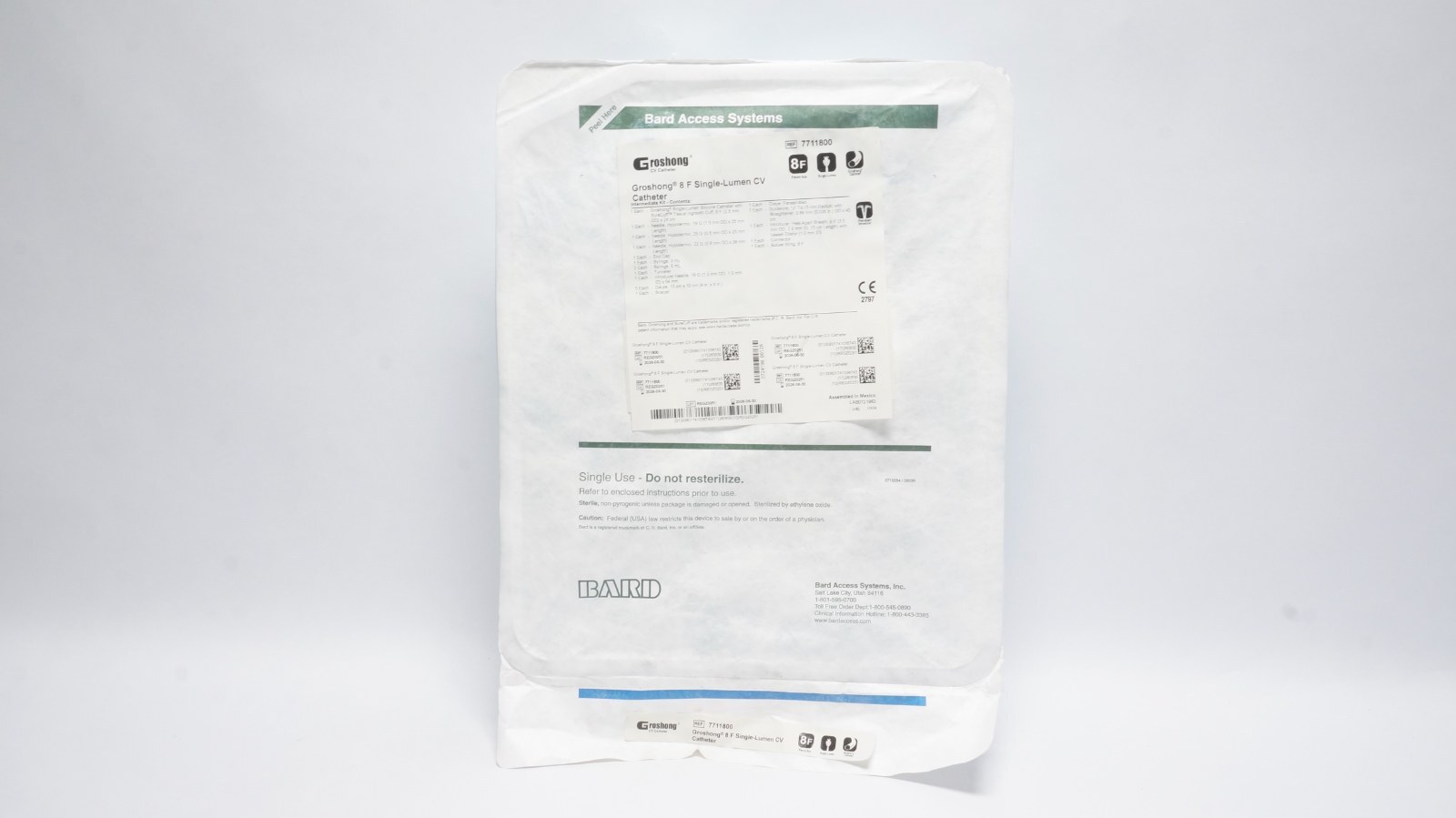 Bard 7711800 Groshong 8F Single-Lumen CV Catheter
