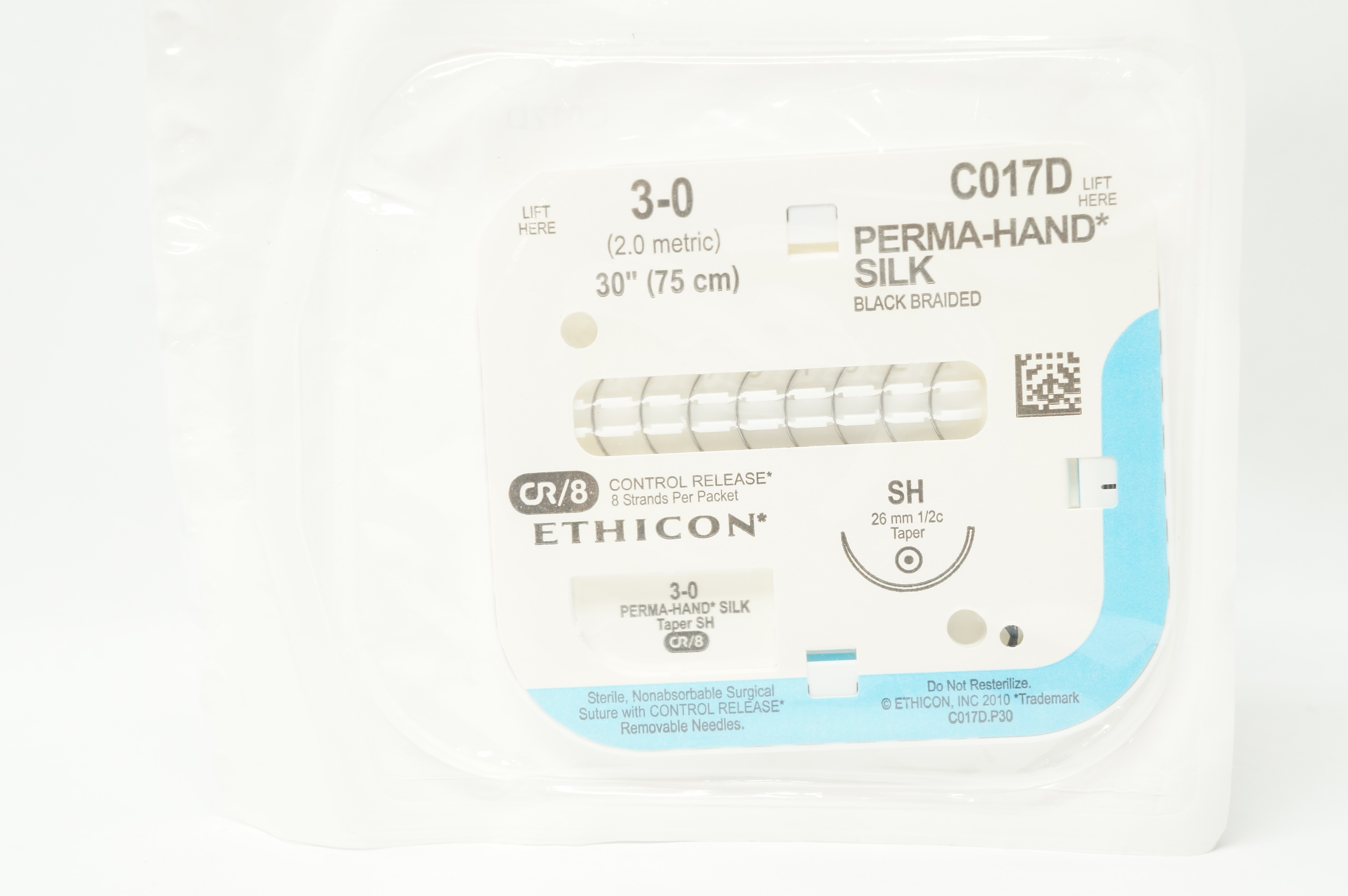 Ethicon C017D 3-0 PERMA-HAND SILK Surgical Stre SH 26mm 1/2c Taper 30inch