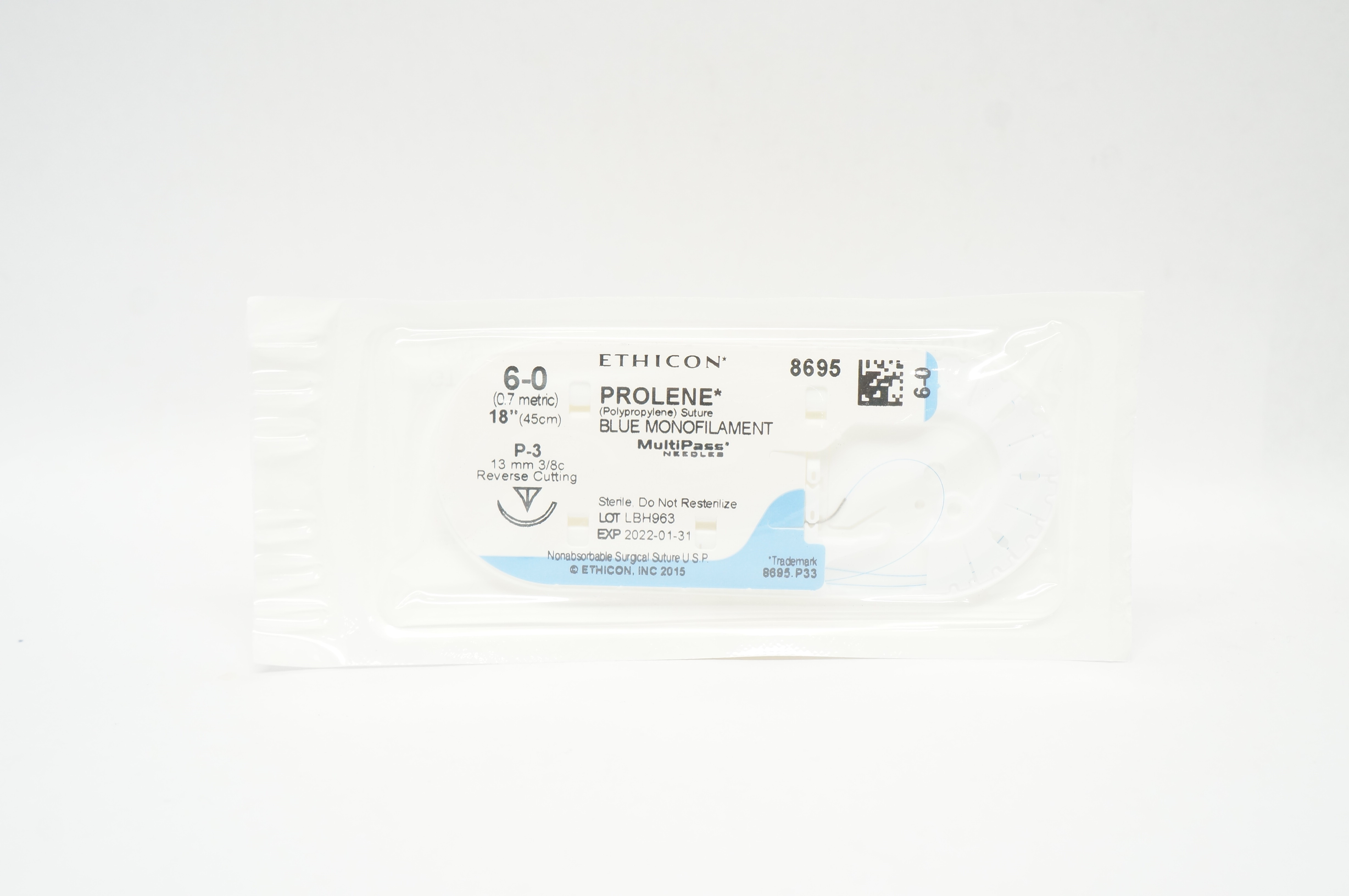 Ethicon 8695 6-0 PROLENE P-3 13mm 3/8c Reverse Cutting 18 inch (x)