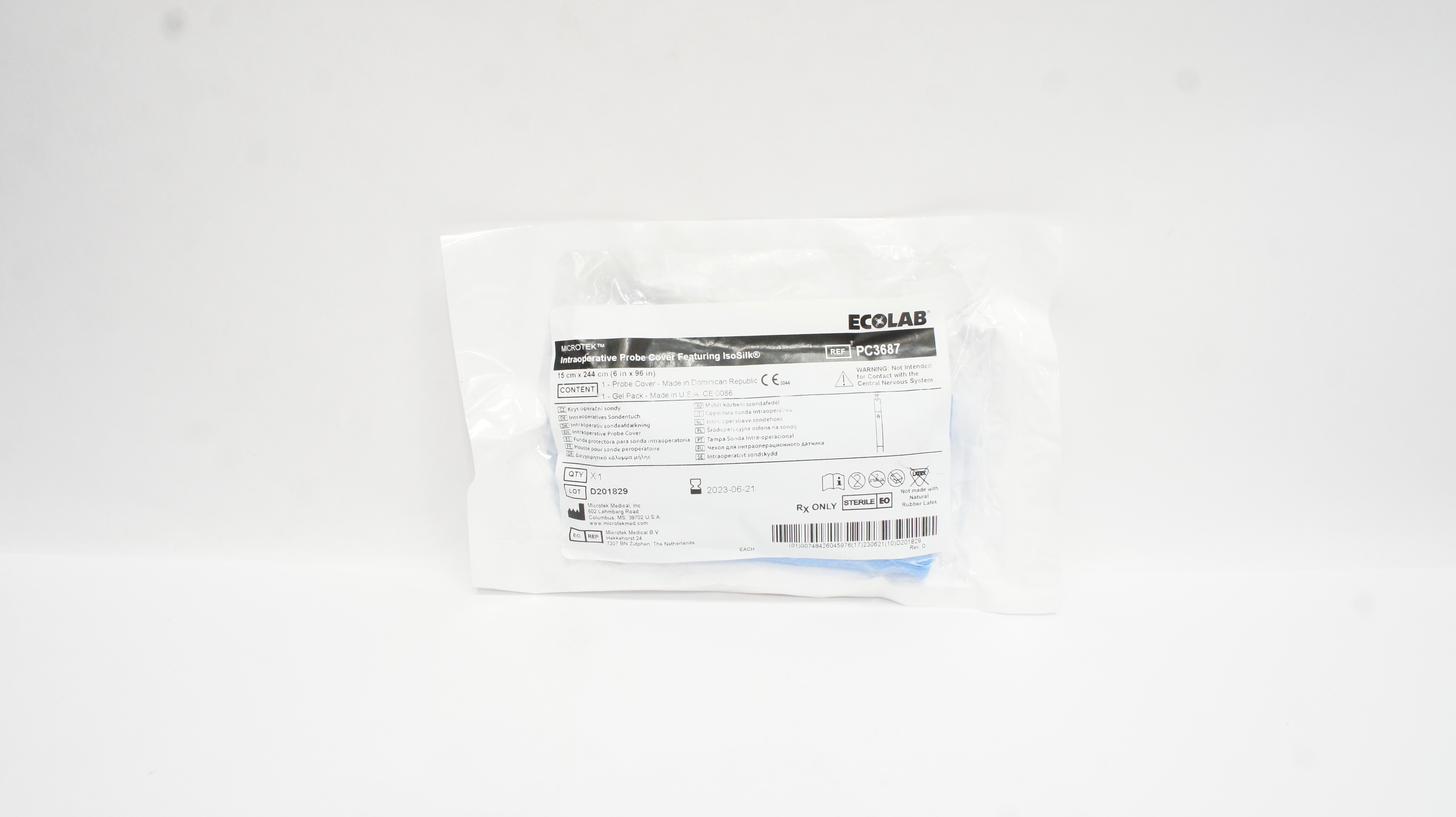 Microtek PC3687 Ecolab Intraoperative Probe Cover Featuring IsoSilk 6x96inch(x)