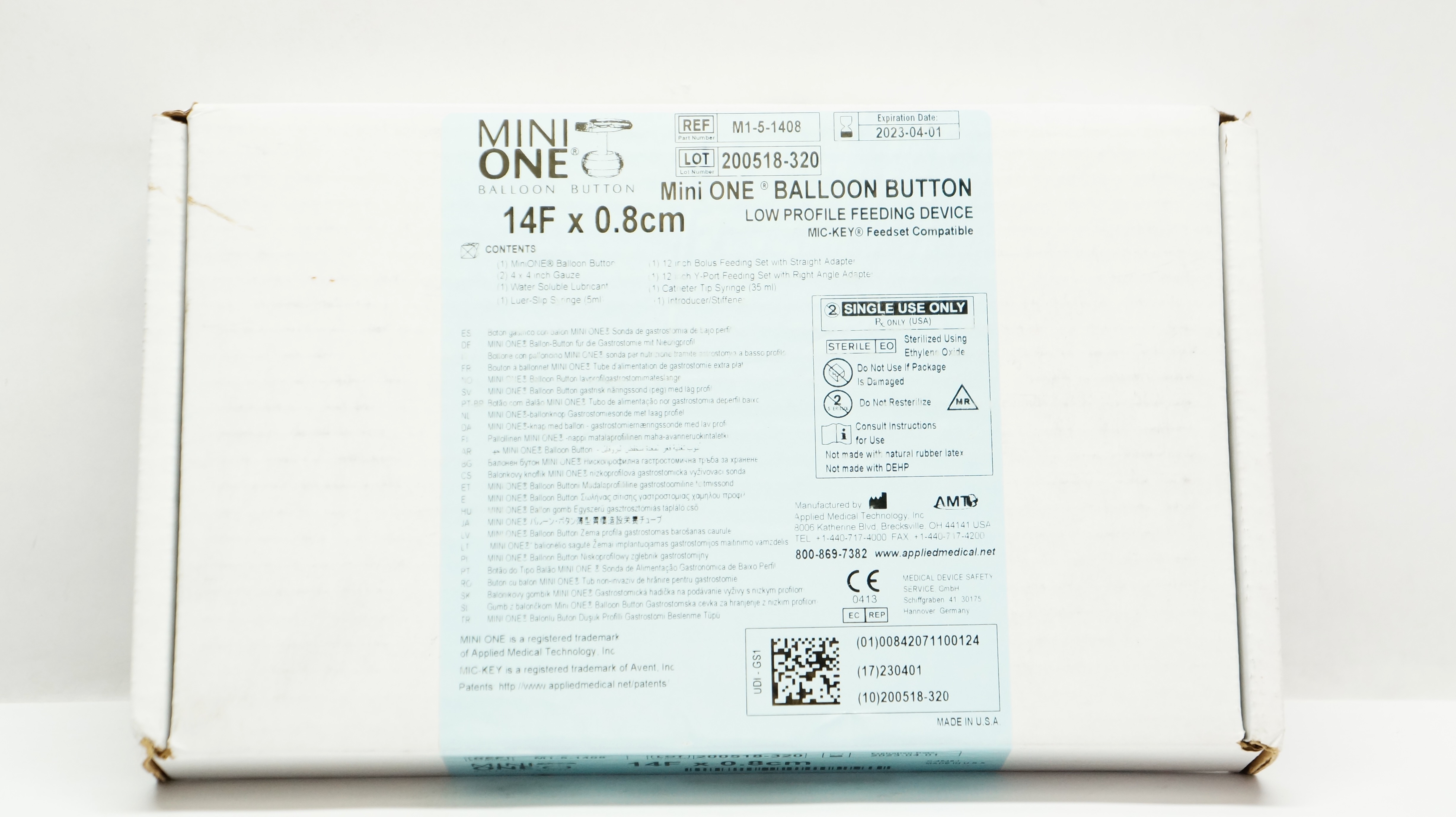 Applied Medical M1-5-1408 Mini One Balloon Button Feeding Device 14F x 0.8cm (x)