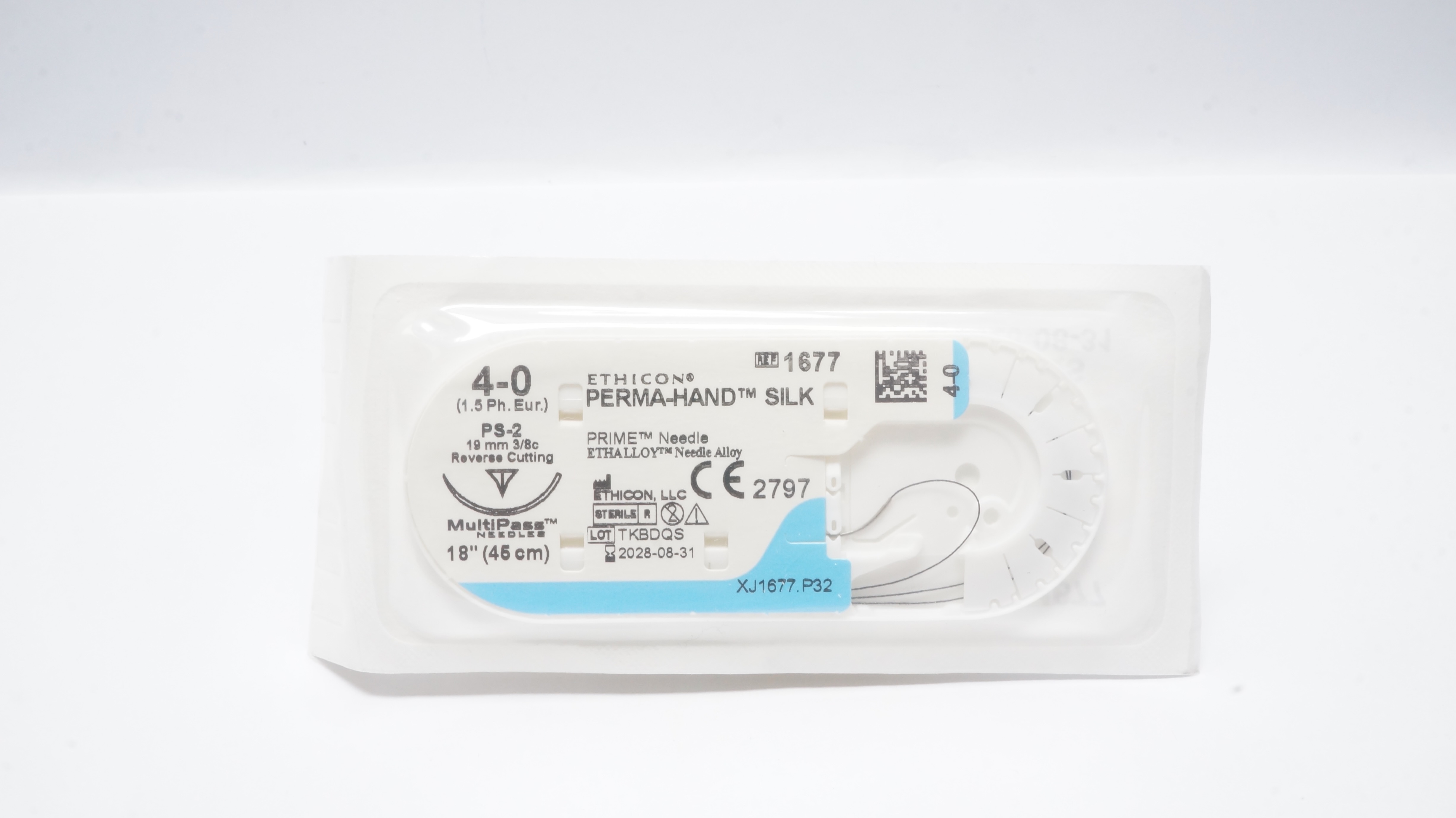 Ethicon 1677 4-0 PERMA-HAND SILK Stre PS-2 19mm 3/8c Reverse Cutting 18inch