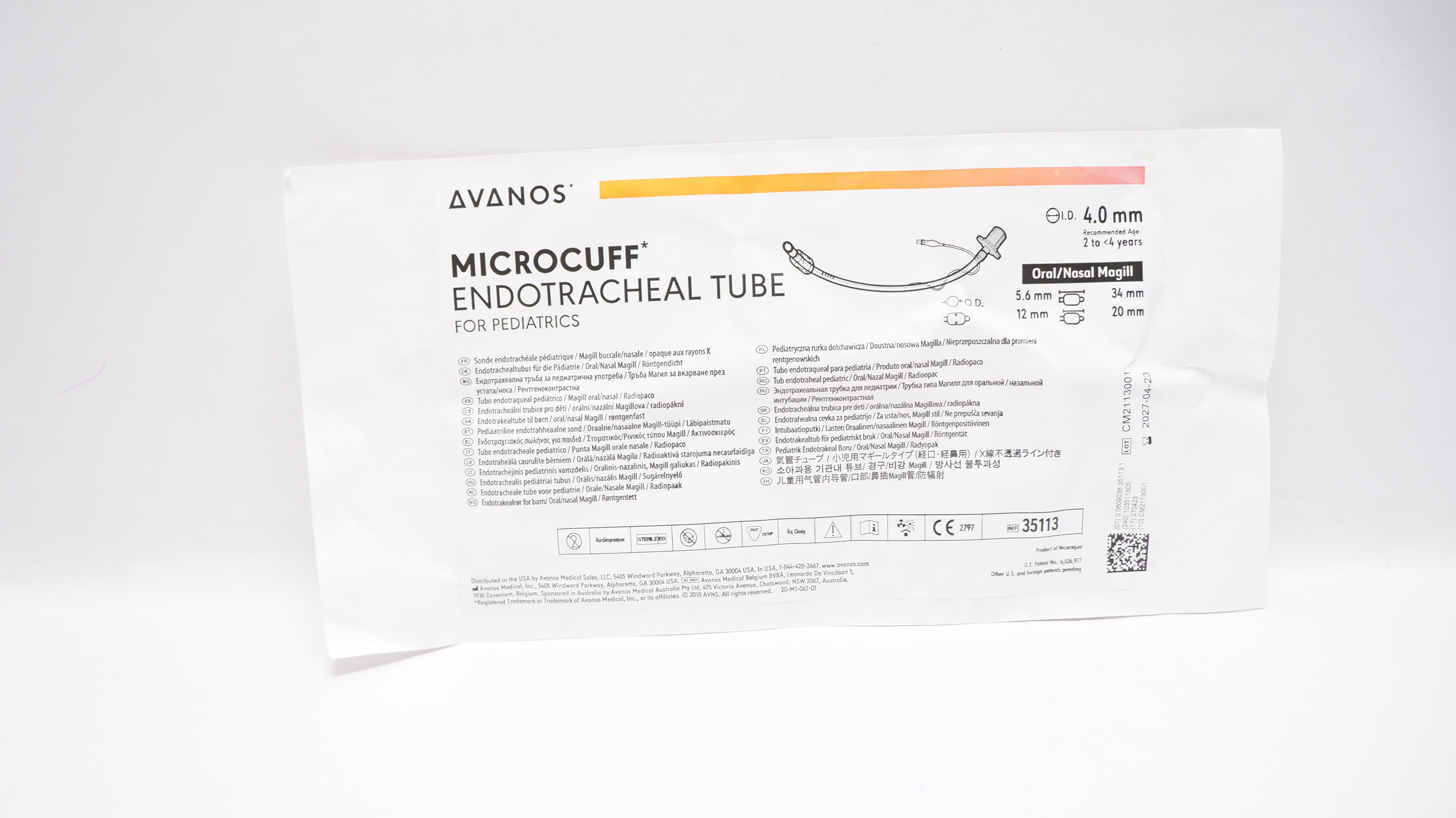 Halyard 35113 Microcuff Endotracheal Tube For Pediatrics 5.6 OD x 4.0 ID x 12mm