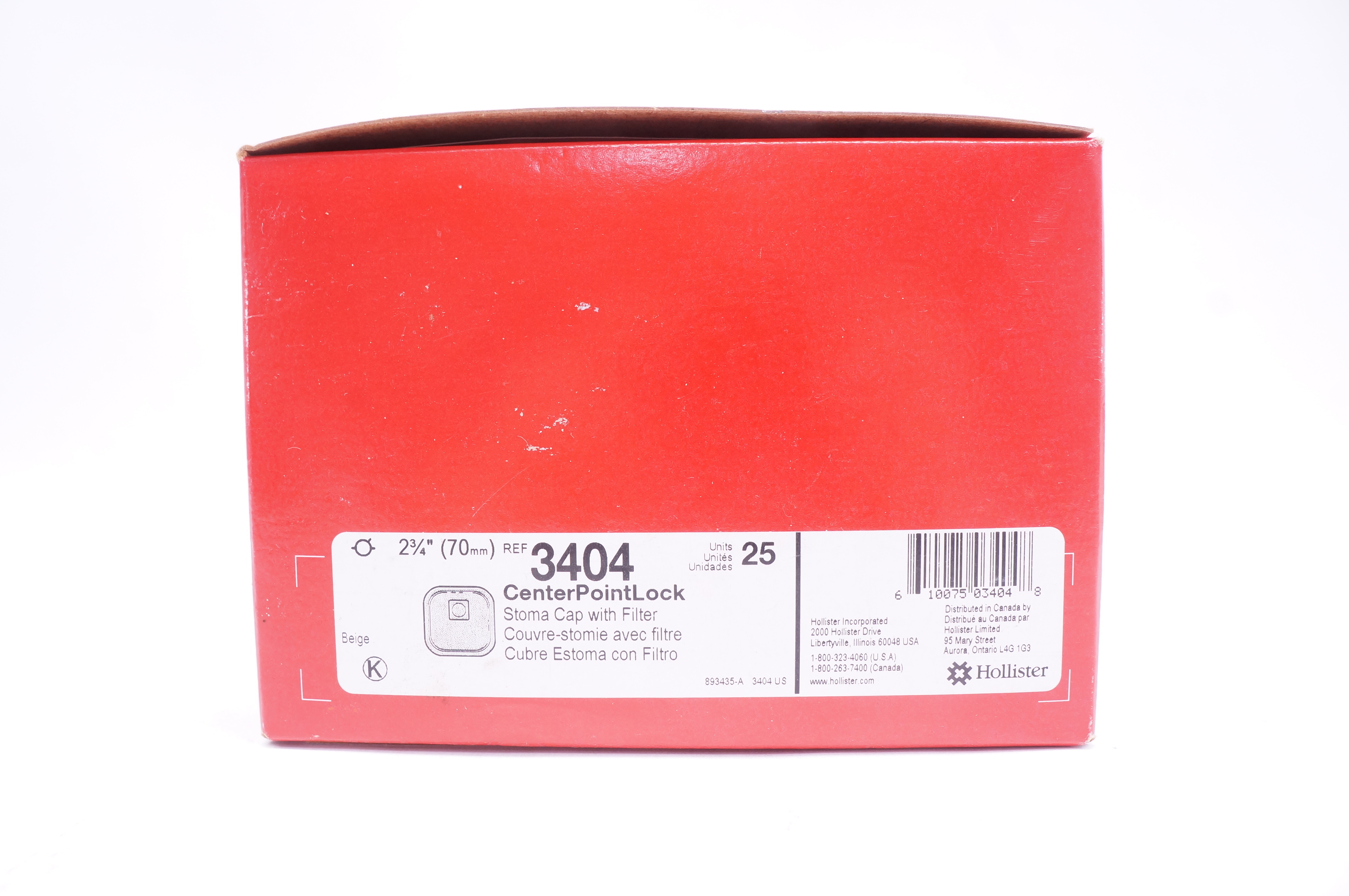 Hollister 3404 CenterPoint Lock Stoma Cap with Filter 2-3/4inch - Box of 25