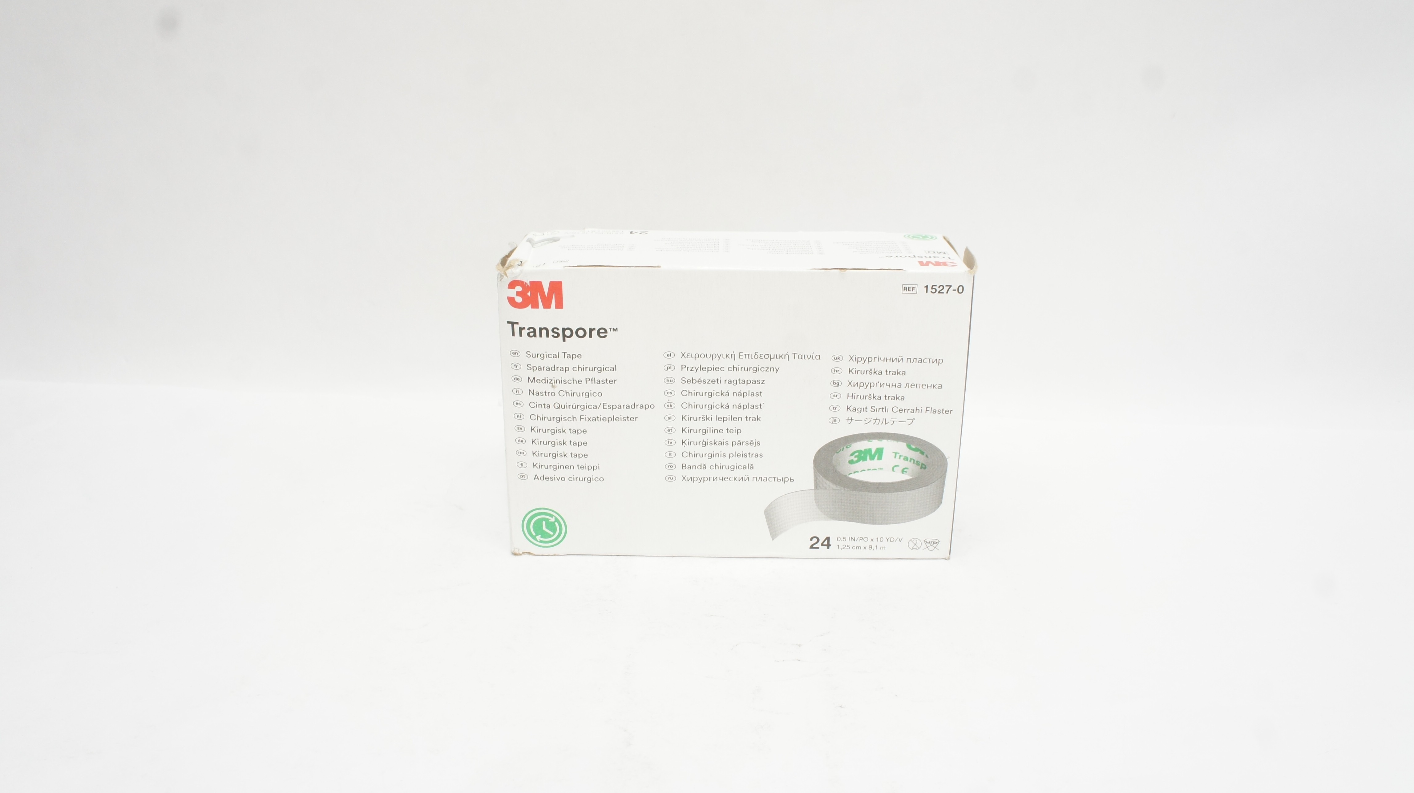 3M 1527-0 Transpore Surgical Tape 0.5inch x 10yd - Box of 24