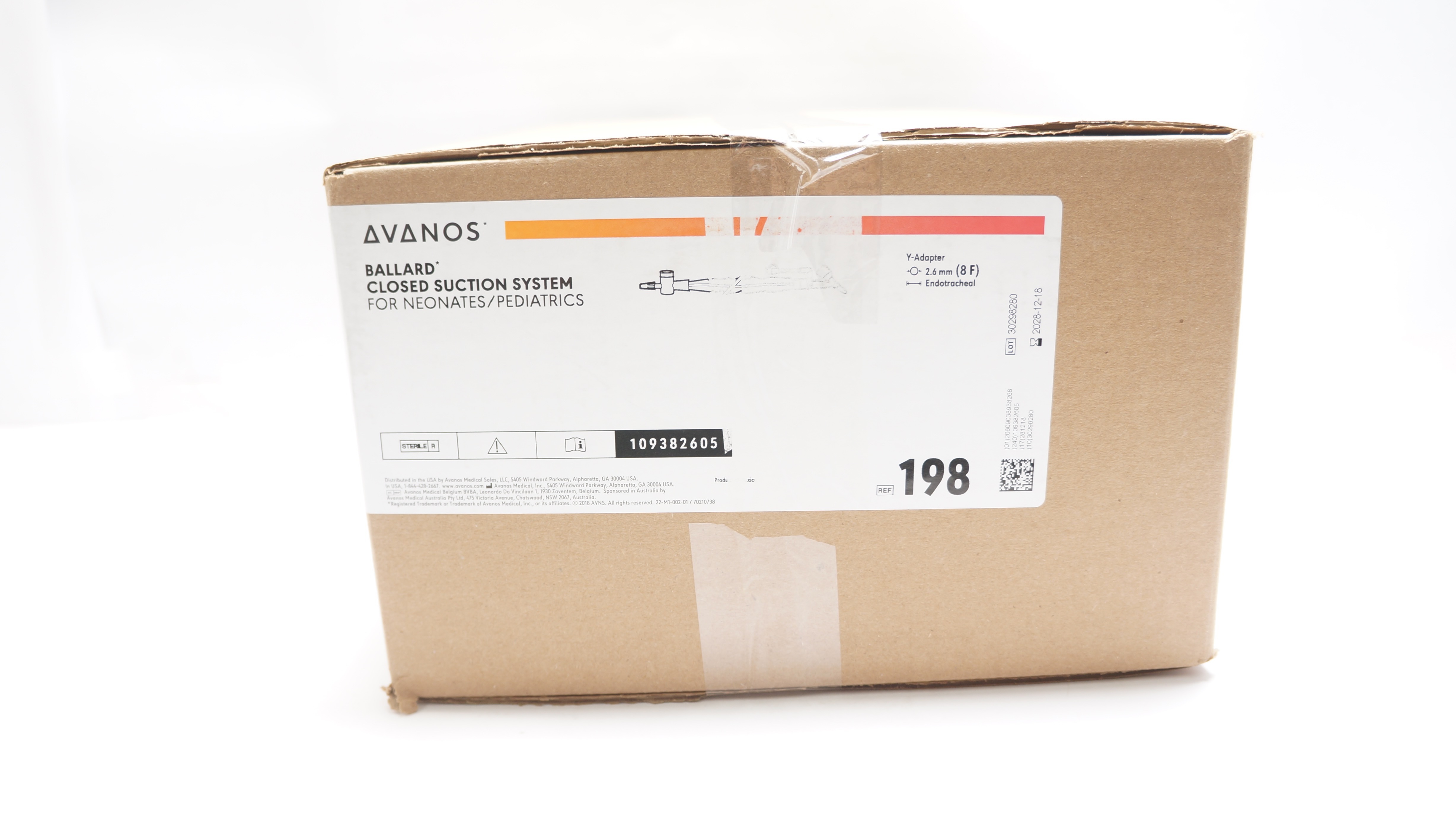Avanos 198 Ballard Closed Suction System 8F x 12inch - Box of 20