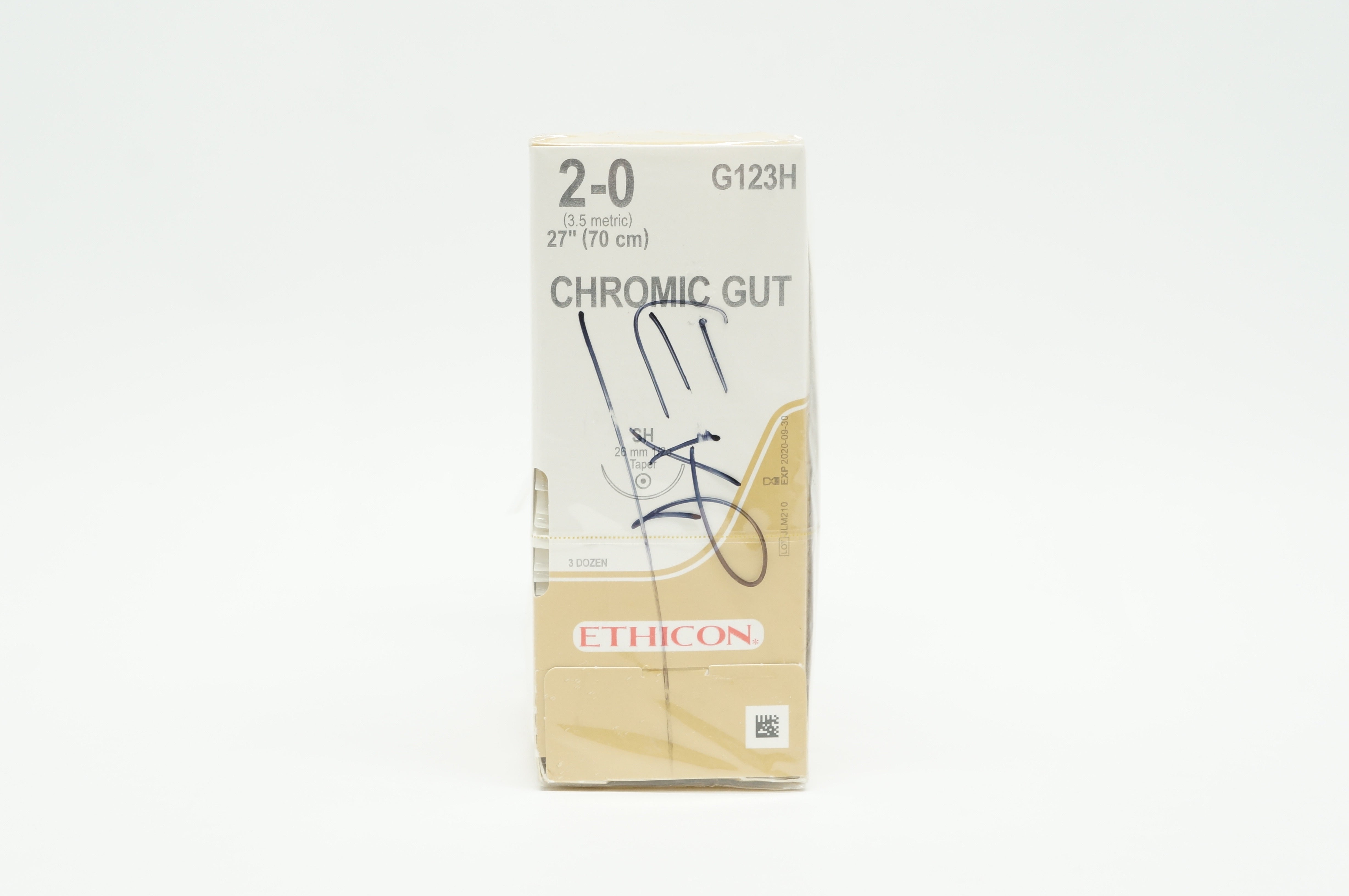 Ethicon G123H 2-0 Chromic Gut SH 26mm 1/2c Taper 27inch (x) - Box of 36